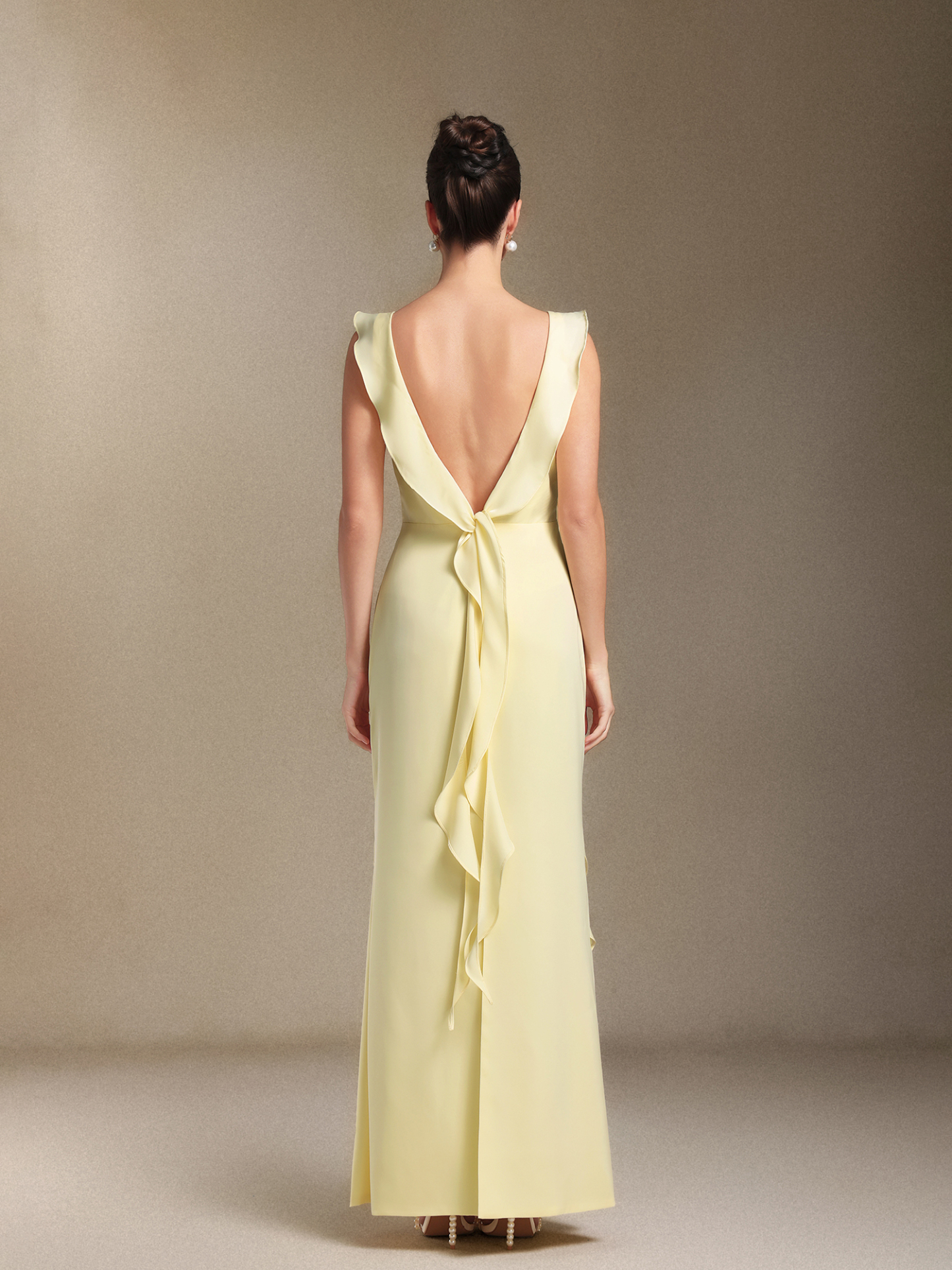 Elosie One-shoulder Bow Ribbon maxi wedding dress