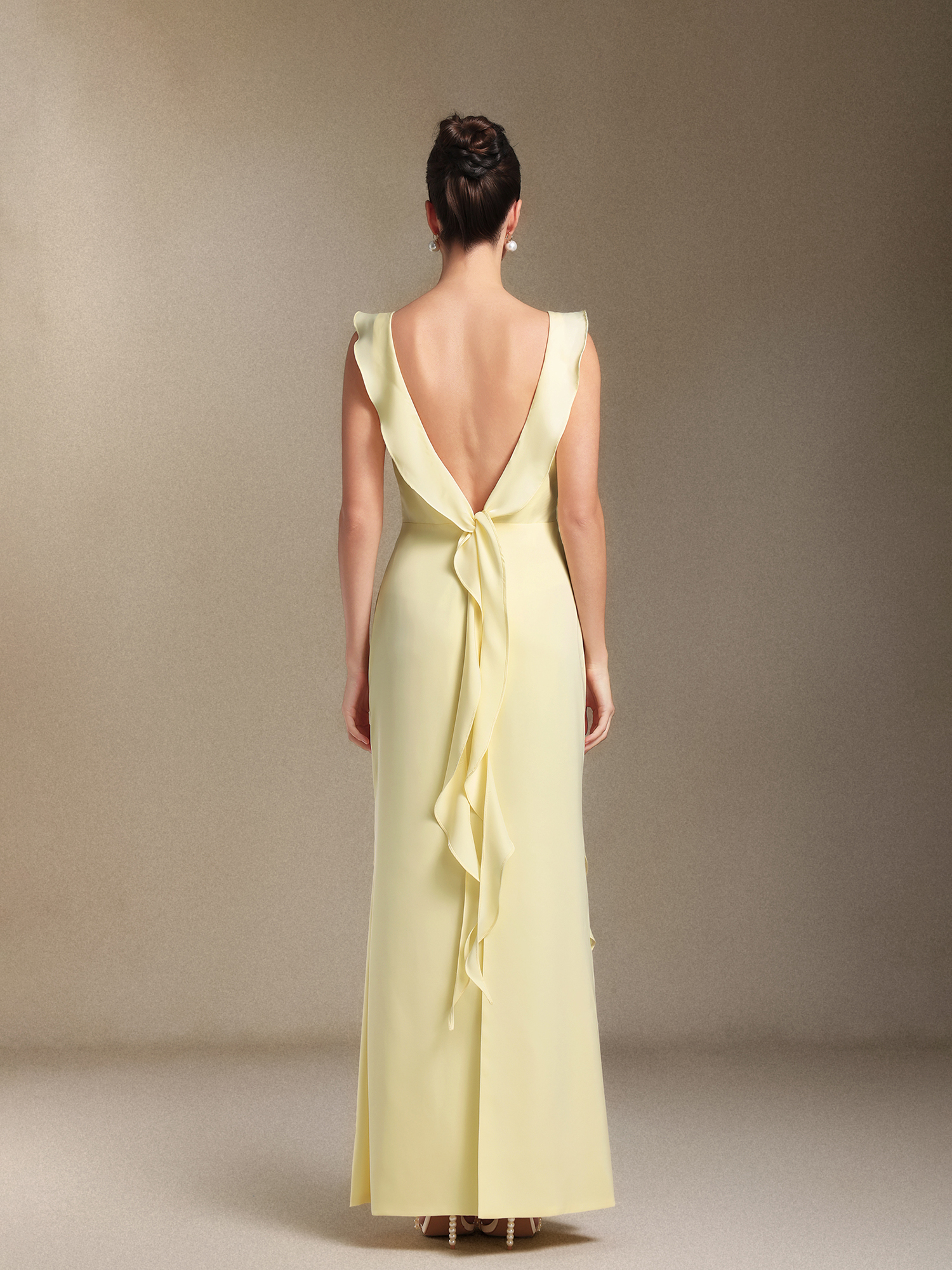 Elosie One-shoulder Bow Ribbon maxi wedding dress