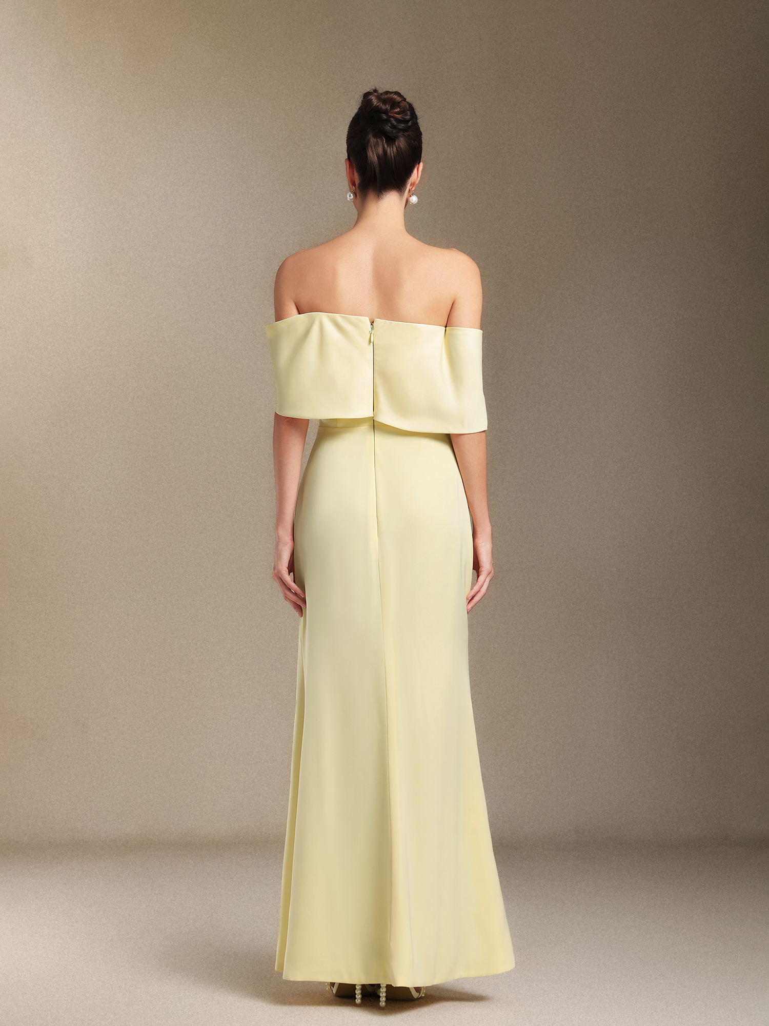 Yauia Fold One-shoulder Slit maxi wedding dress