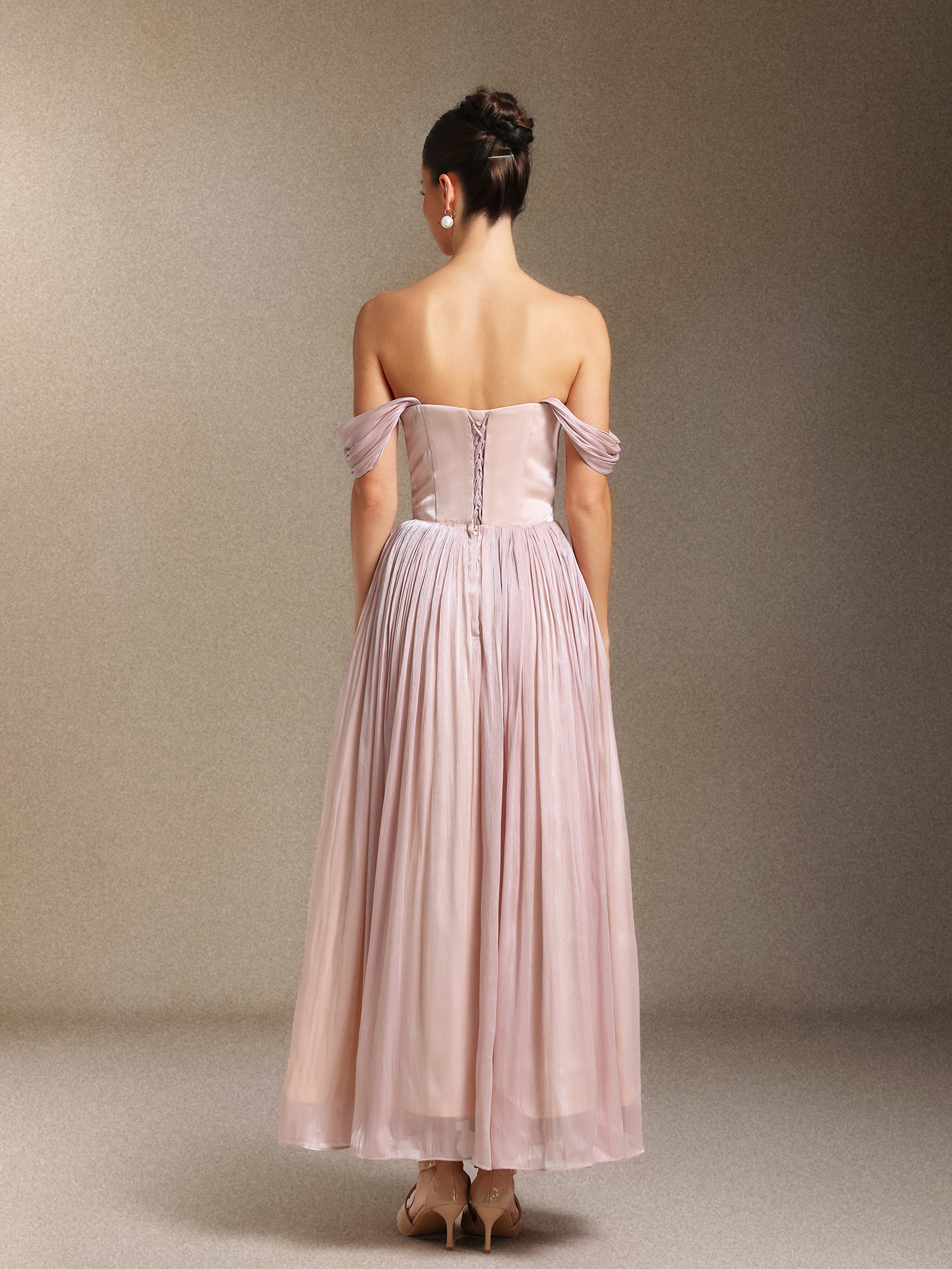 Uano Fold One-shoulder  Midi length evening dress