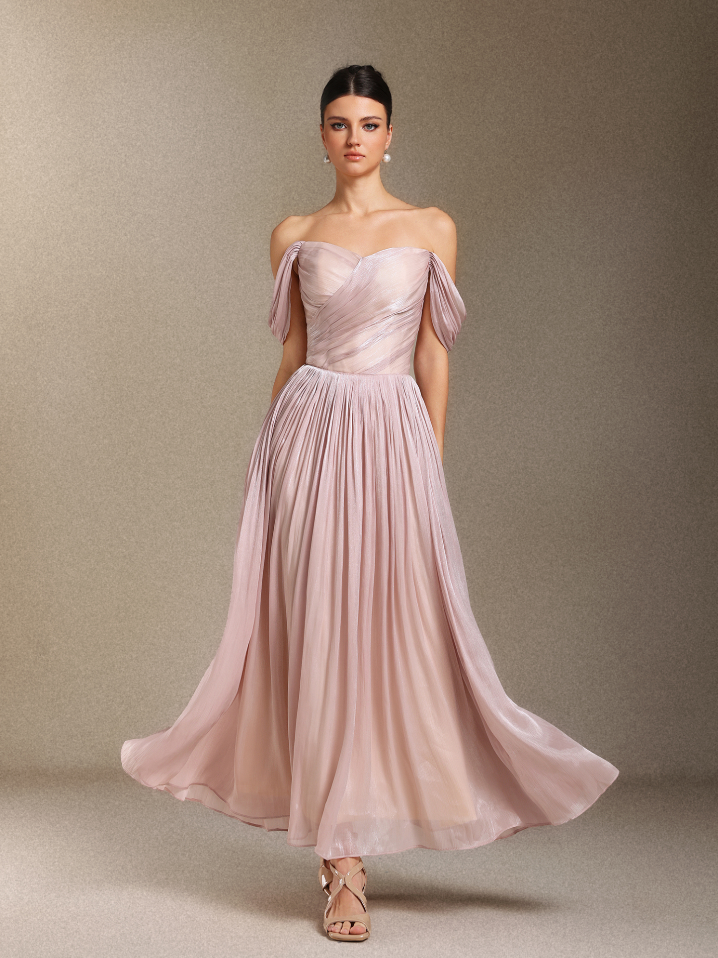 Uano Fold One-shoulder  Midi length evening dress