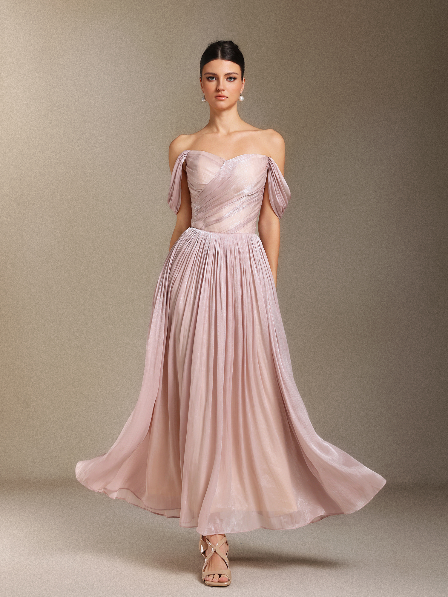 Uano Fold One-shoulder  Midi length evening dress