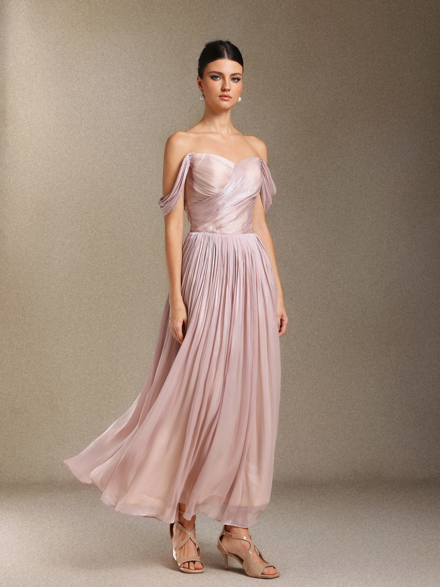 Uano Fold One-shoulder  Midi length evening dress