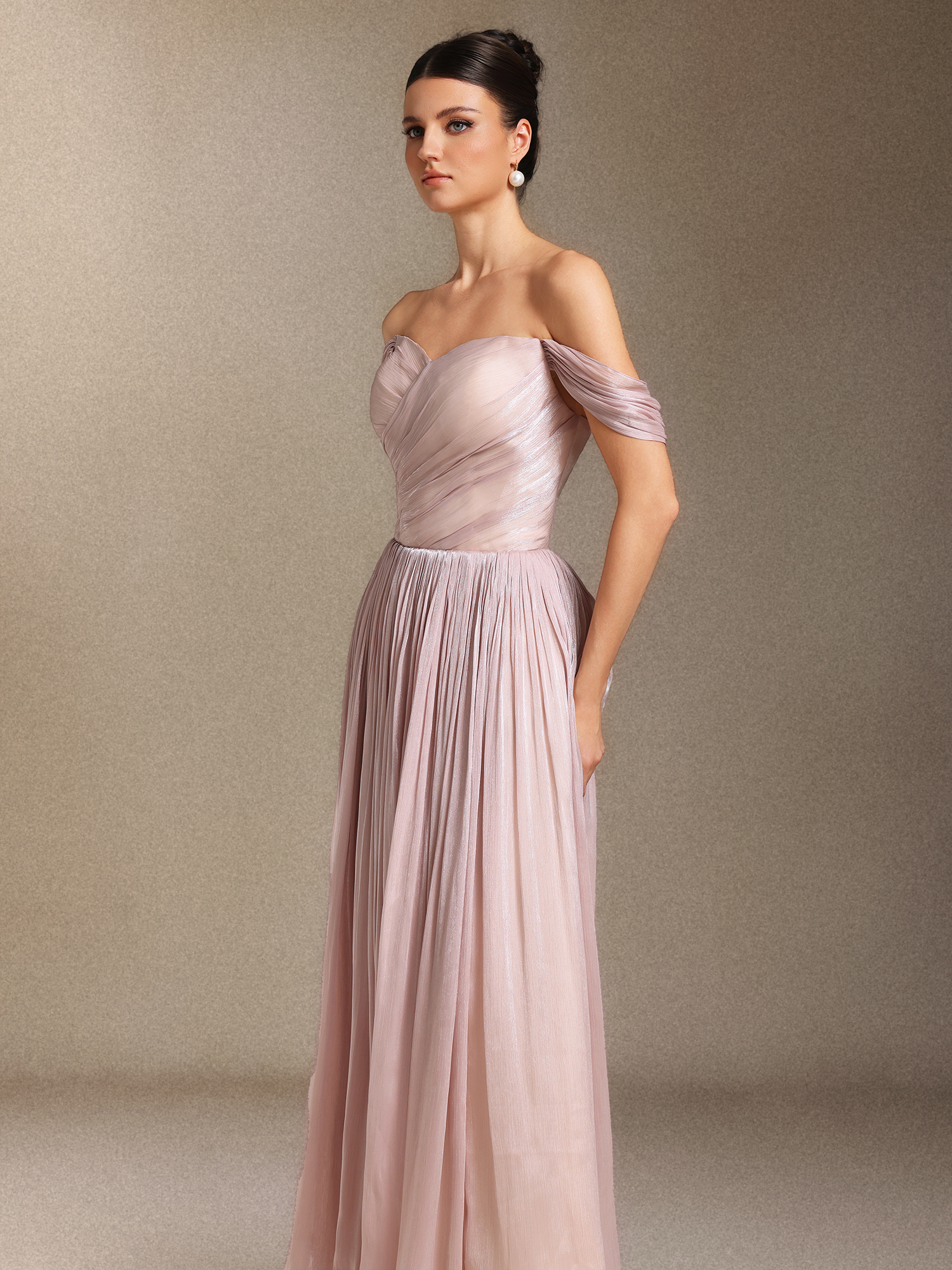 Uano Fold One-shoulder  Midi length evening dress