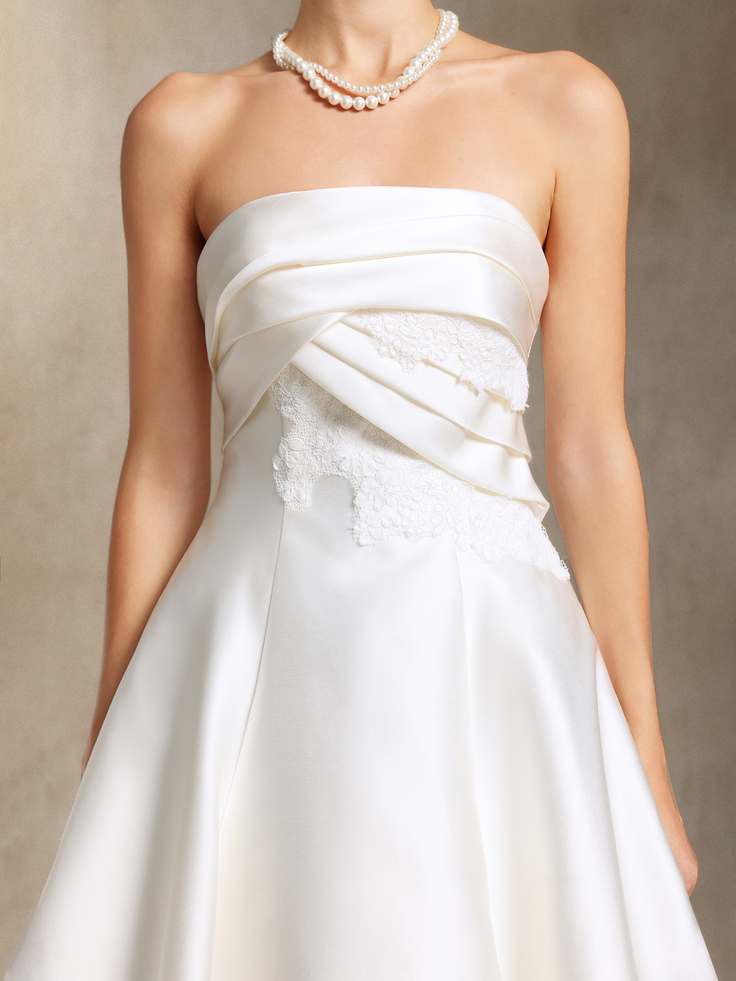 Megan Bare shoulders Pleated Trailing Satin maxi wedding dress