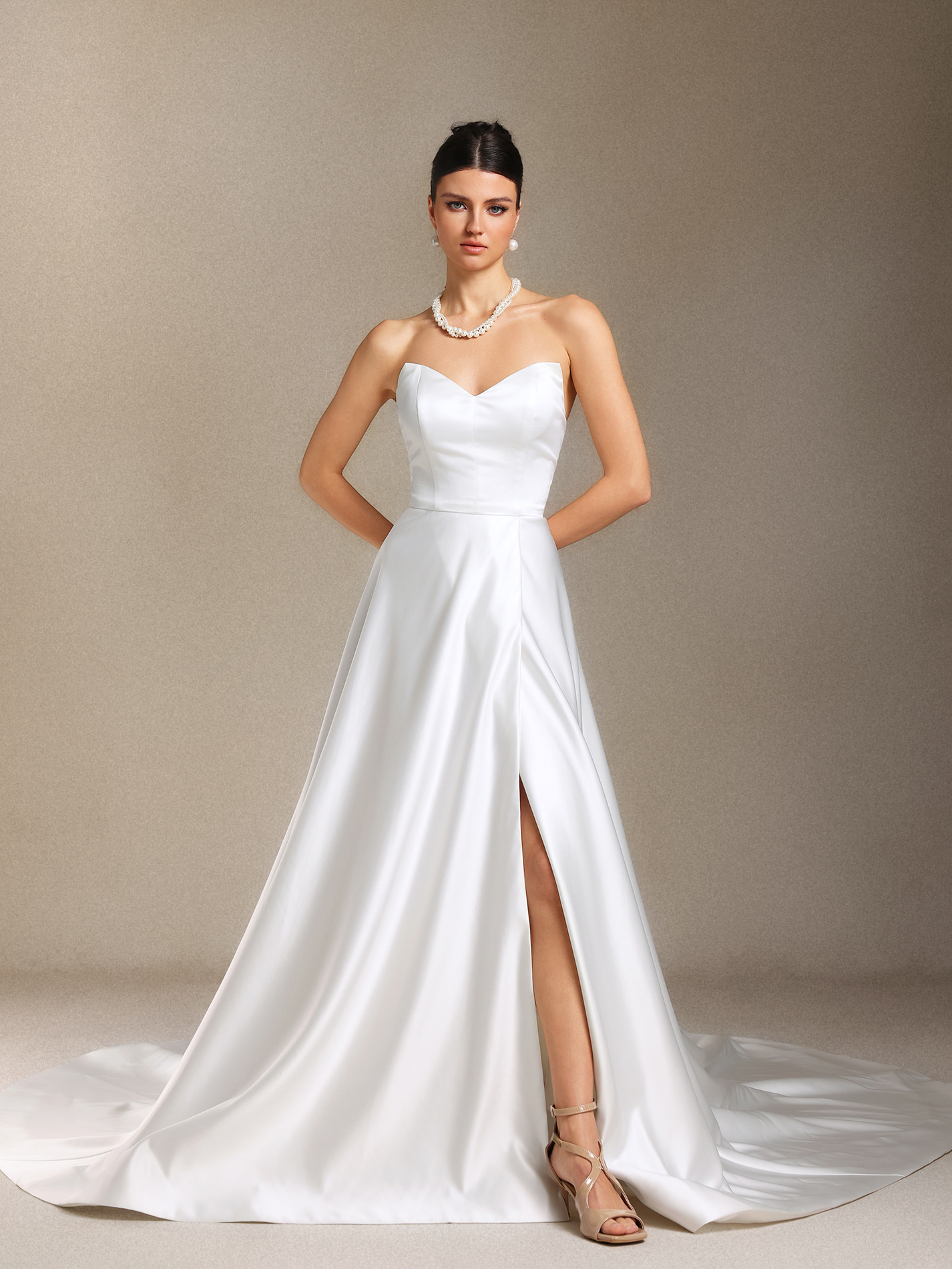 Roie Chest smearing Slit tail Maxi wedding dress