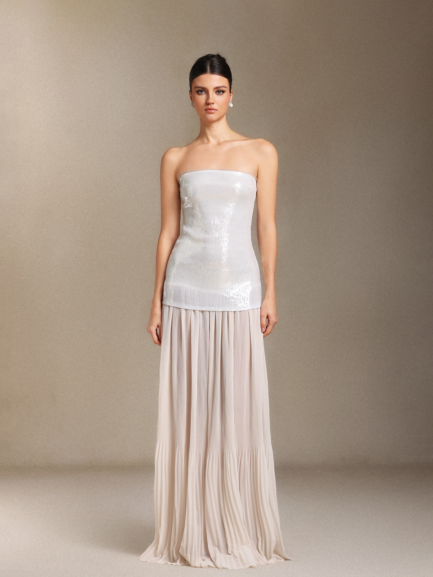 Vafa Chest smearing Sequins Chiffon maxi formal dress