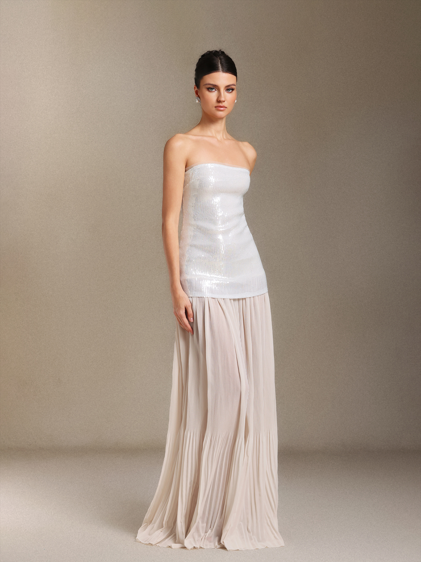 Vafa Chest smearing Sequins Chiffon maxi formal dress