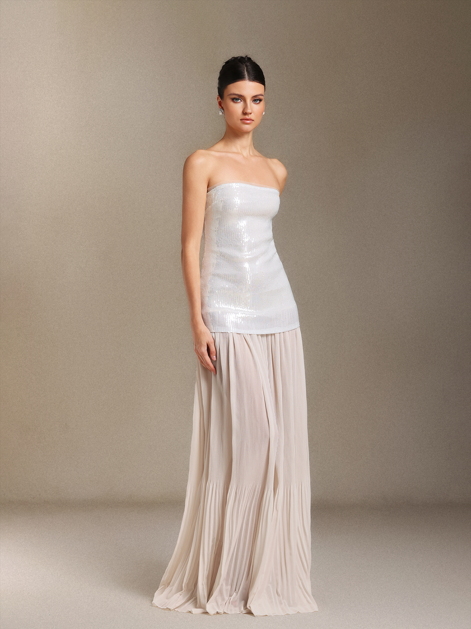 Vafa Chest smearing Sequins Chiffon maxi formal dress