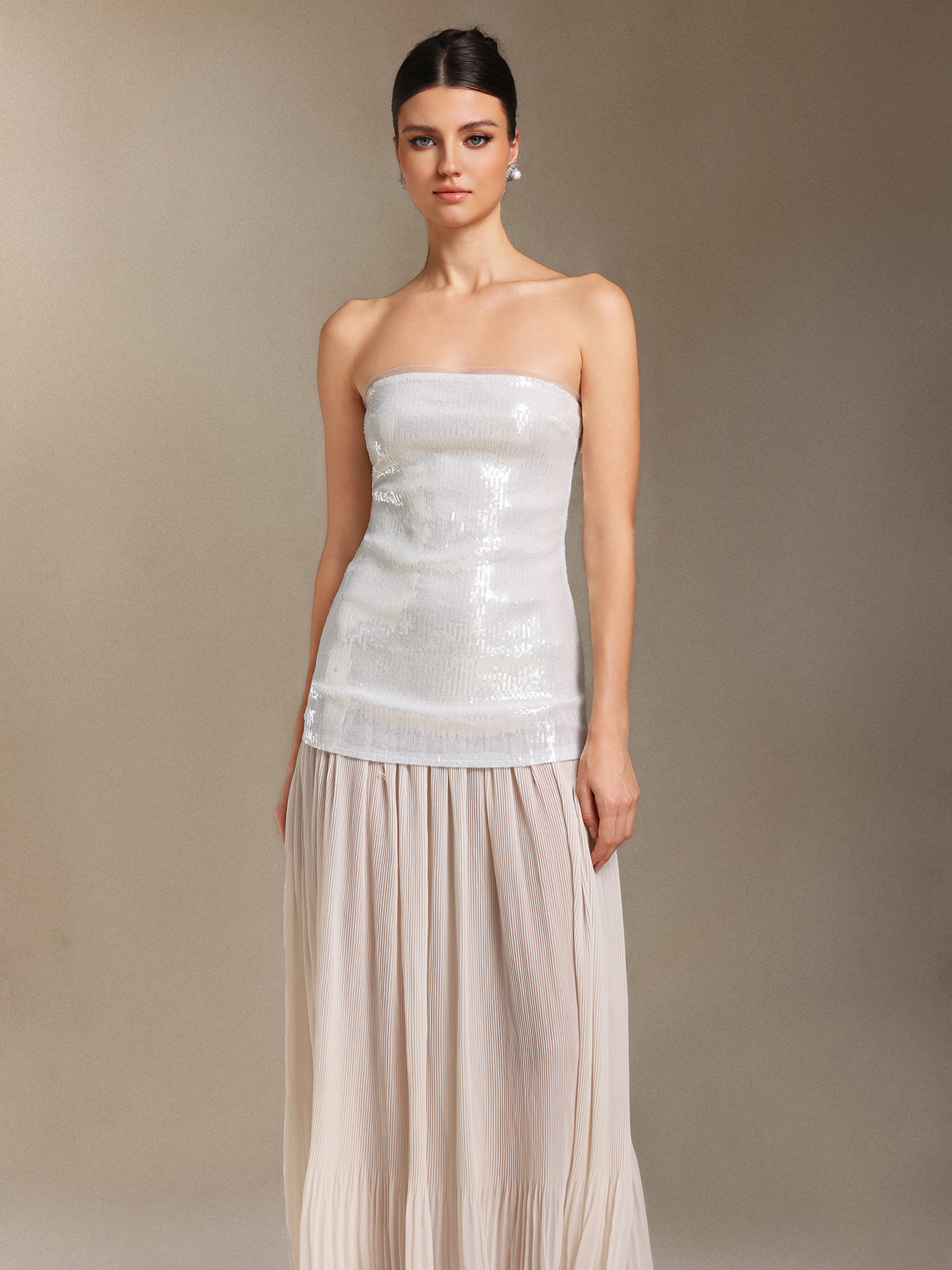 Vafa Chest smearing Sequins Chiffon maxi formal dress