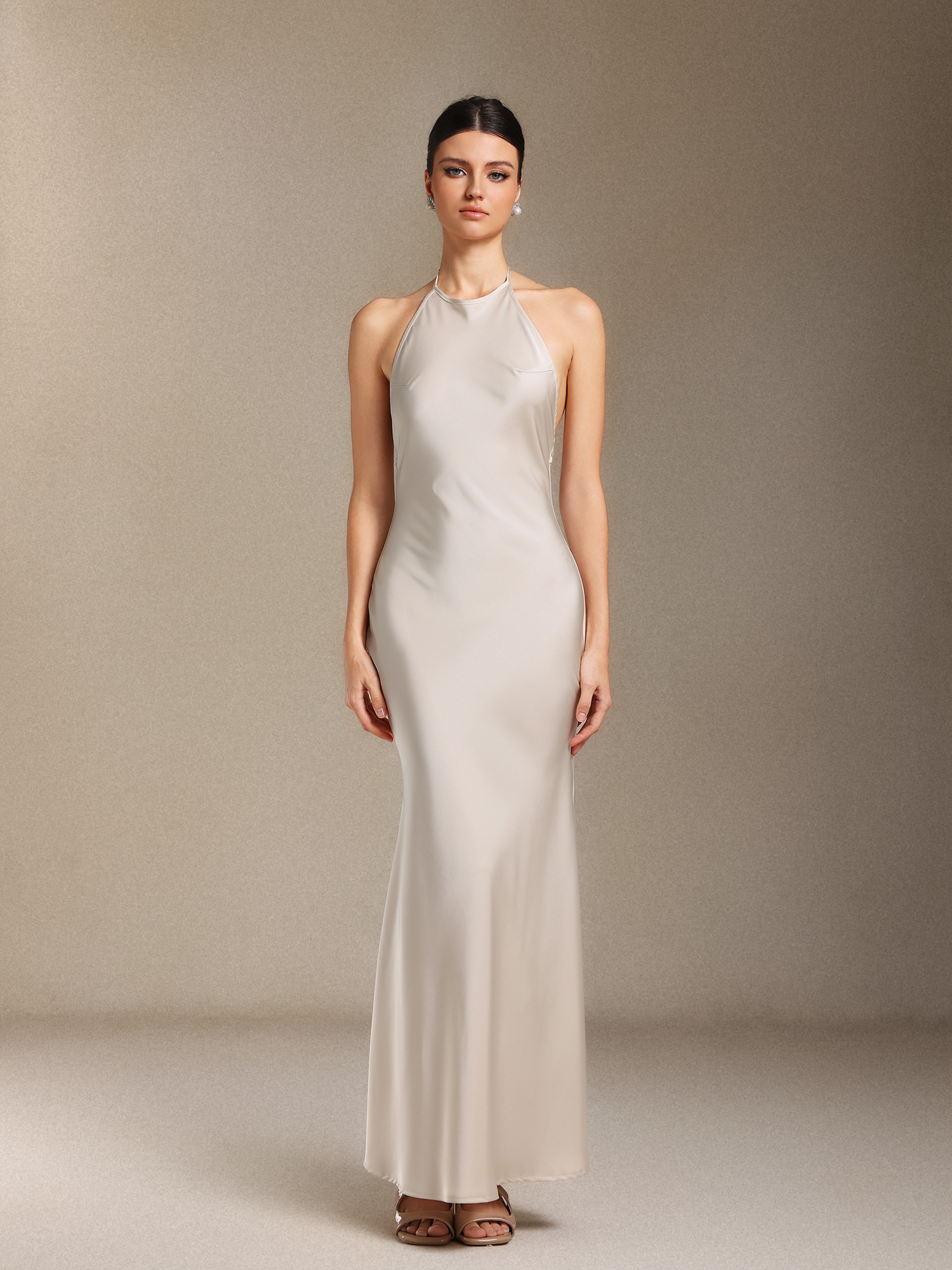 Irene Hanging neck Backless Binding strap maxi formal dress