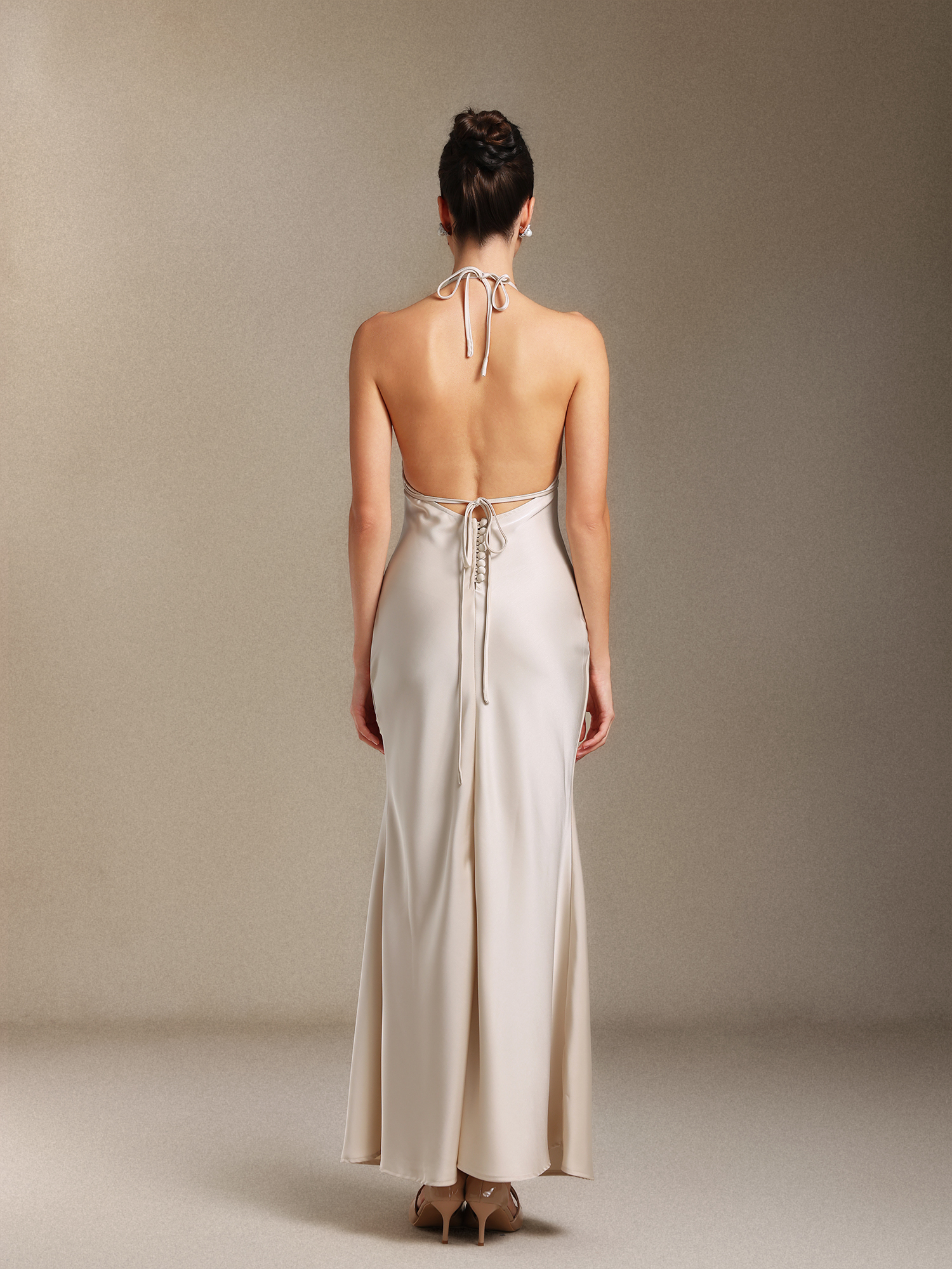 Irene Hanging neck Backless Binding strap maxi formal dress