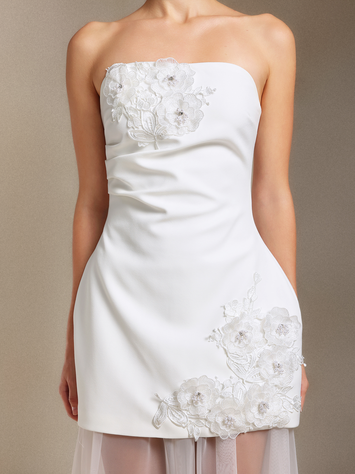 Ginny Chest smearing Mesh yarn Three-dimensional flower maxi dress