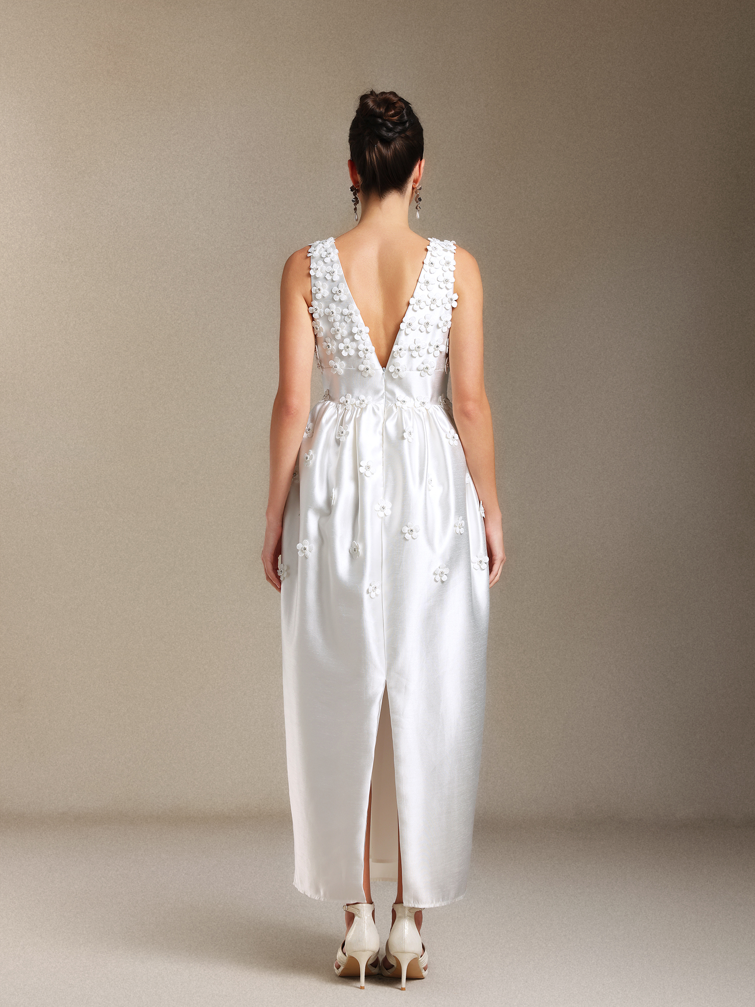 Luda Bow V-neck maxi formal dress