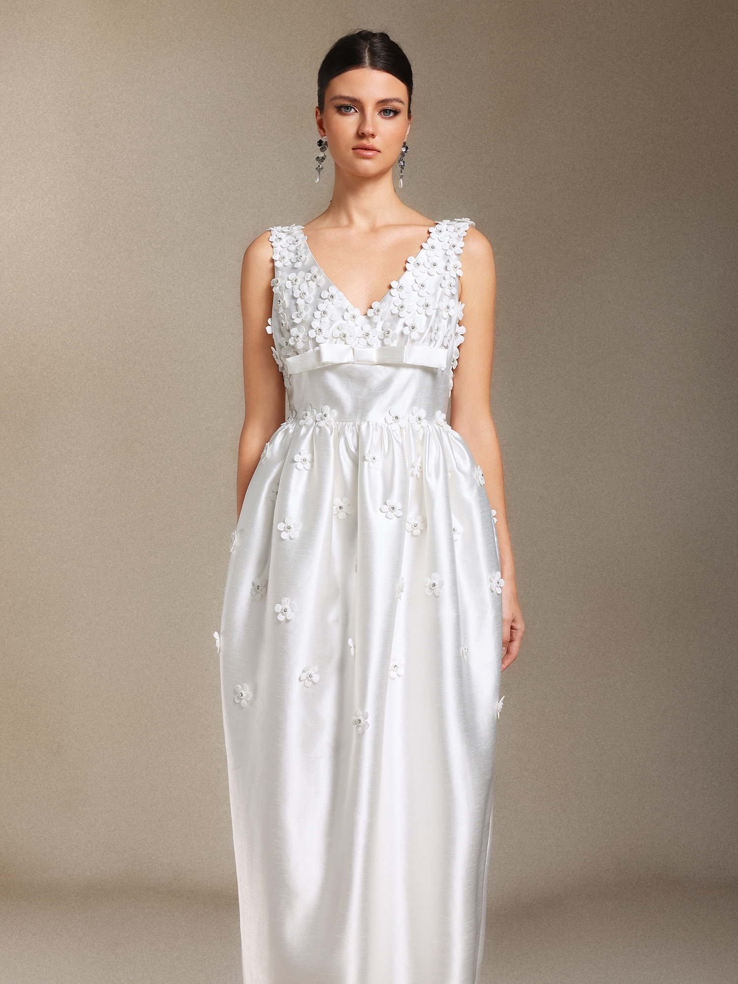 Luda Bow V-neck maxi formal dress