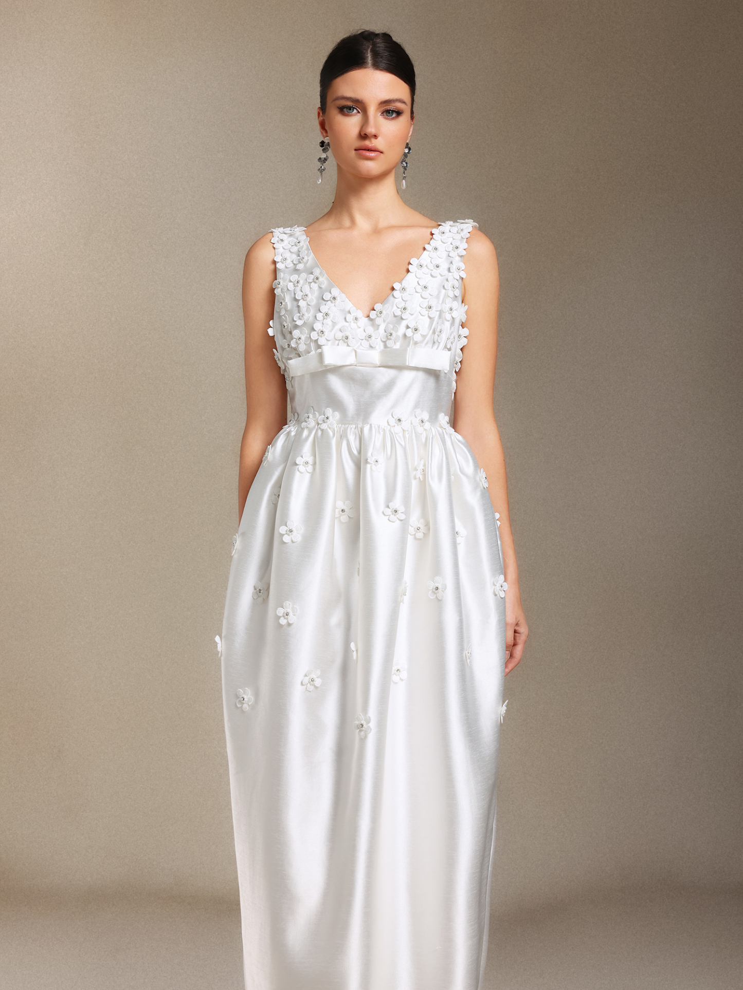 Luda Bow V-neck maxi formal dress