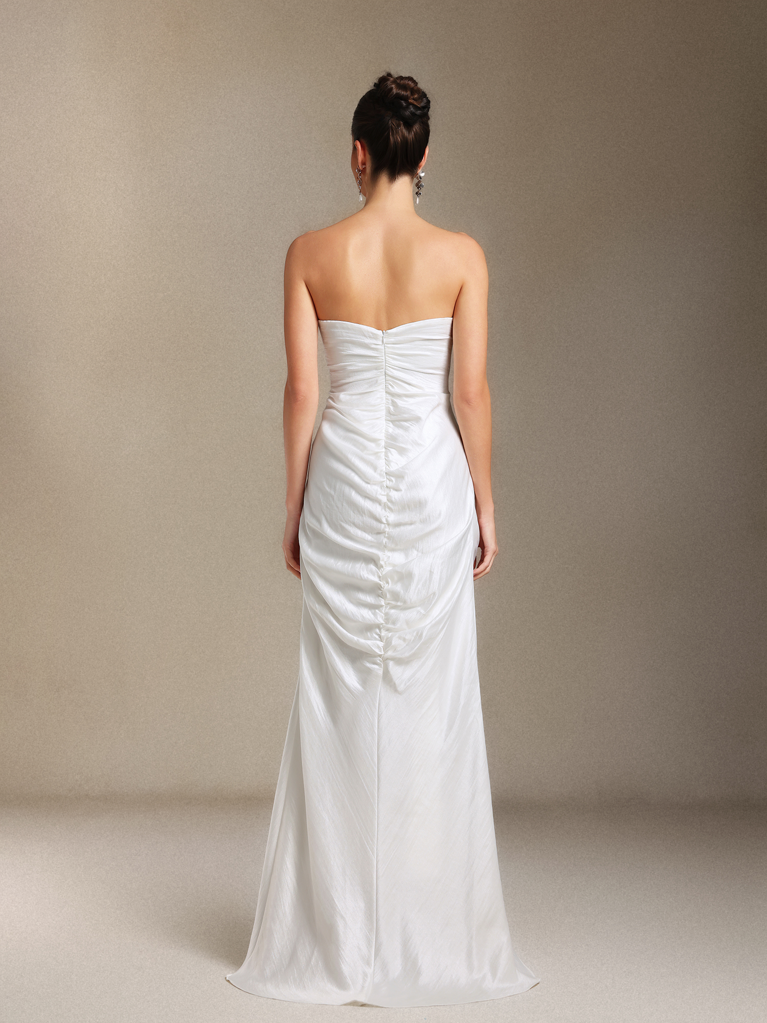 Lexy Chest smearing Fold Bow Slit maxi formal dress