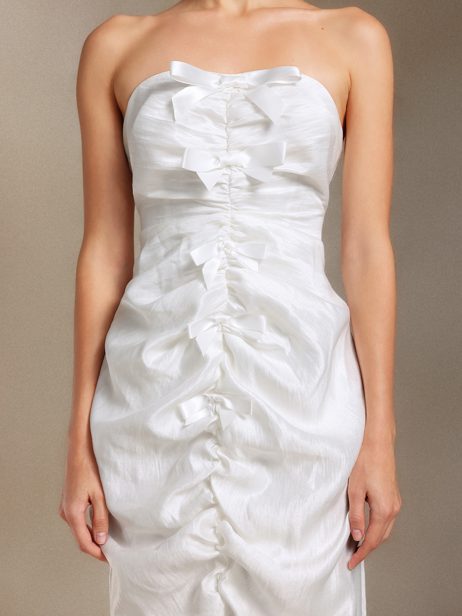 Lexy Chest smearing Fold Bow Slit maxi formal dress