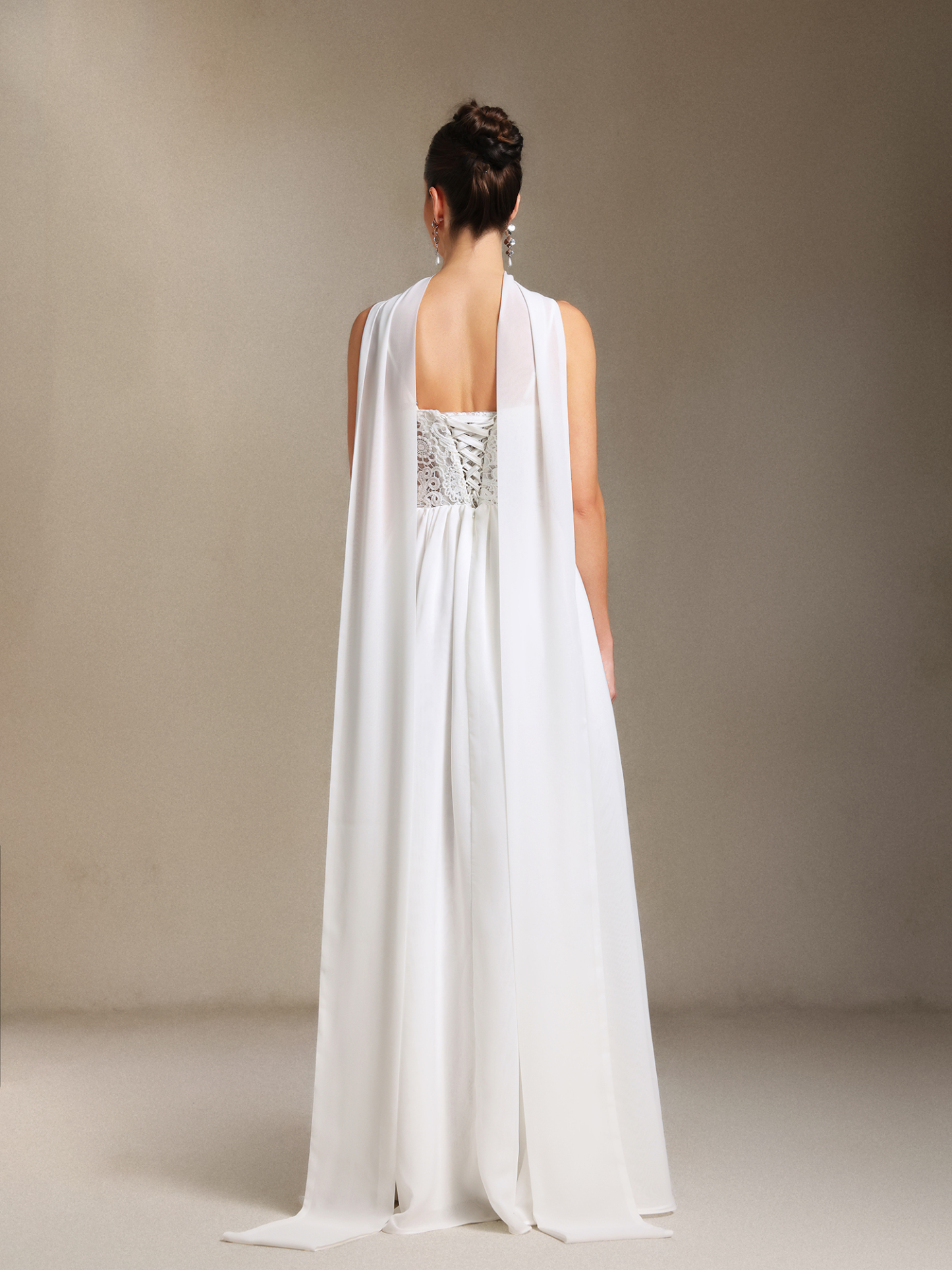 Hakula Sling Lace Chiffon Simple maxi wedding dress