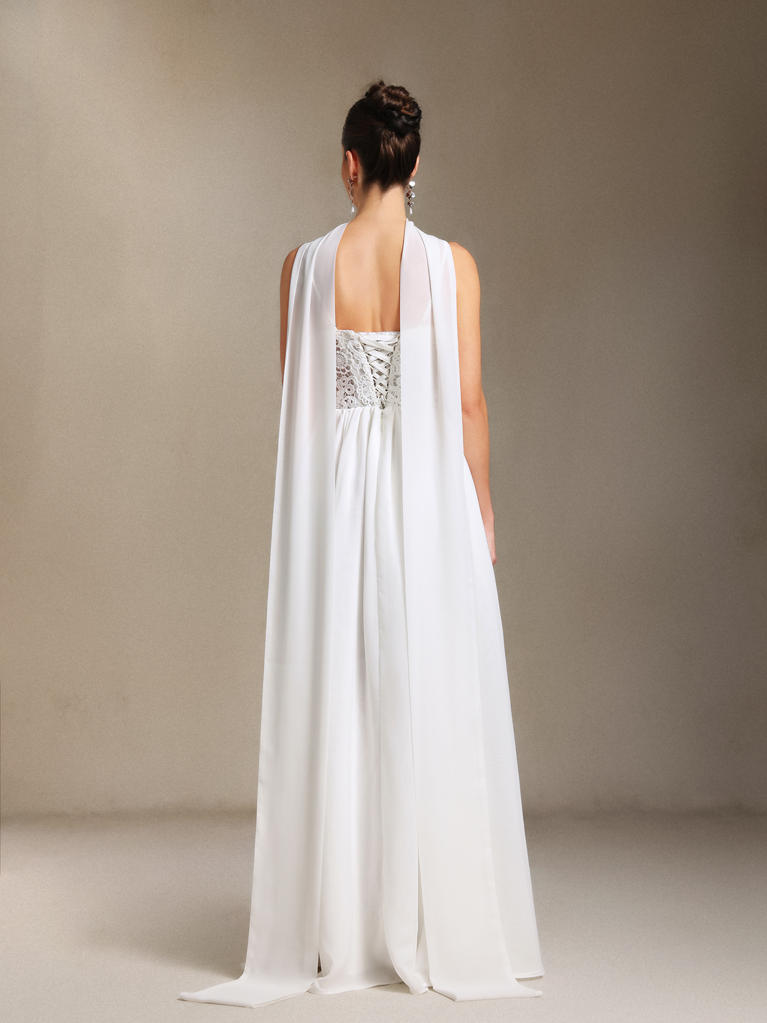 Hakula Sling Lace Chiffon Simple maxi wedding dress