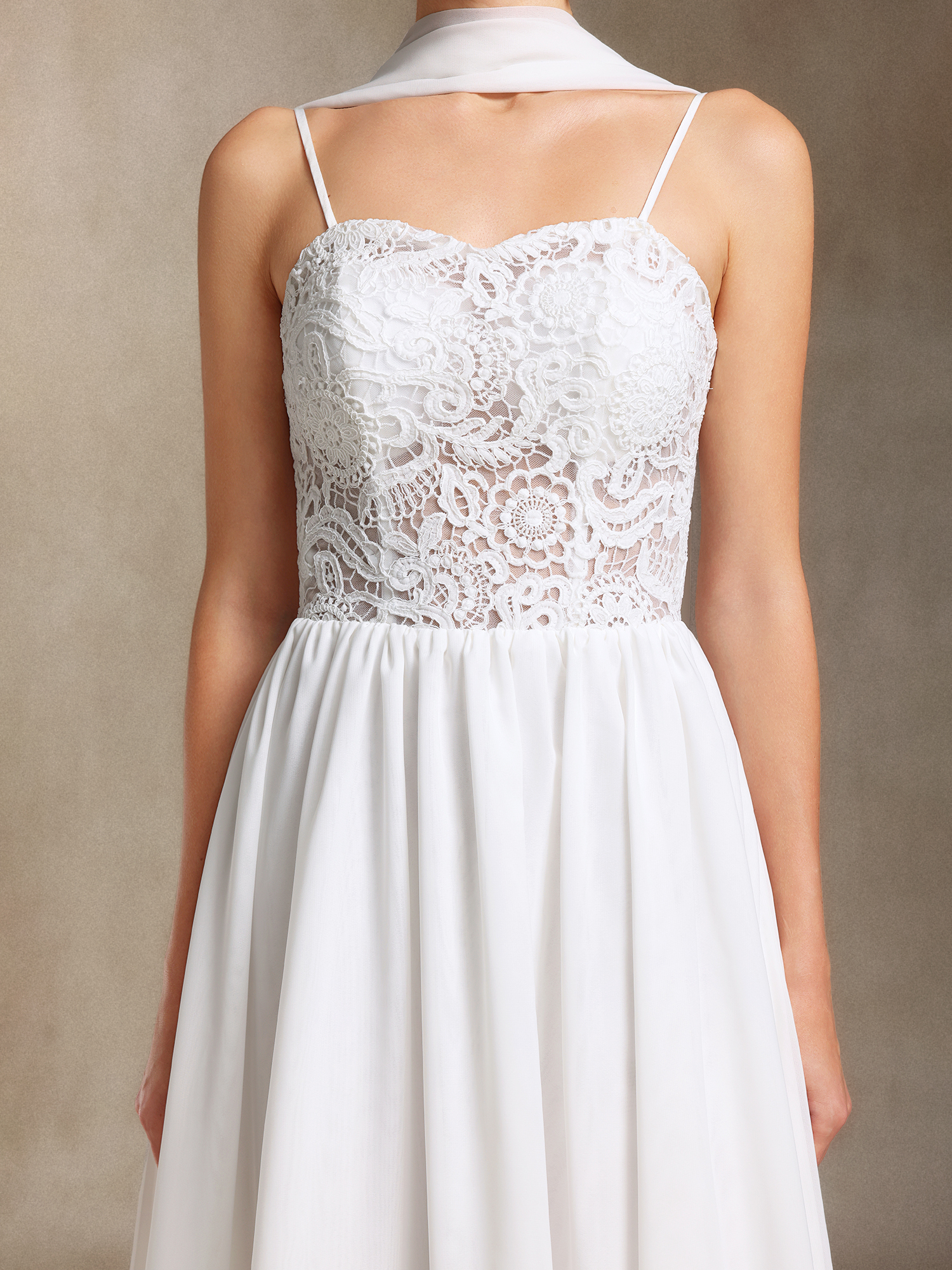 Hakula Sling Lace Chiffon Simple maxi wedding dress