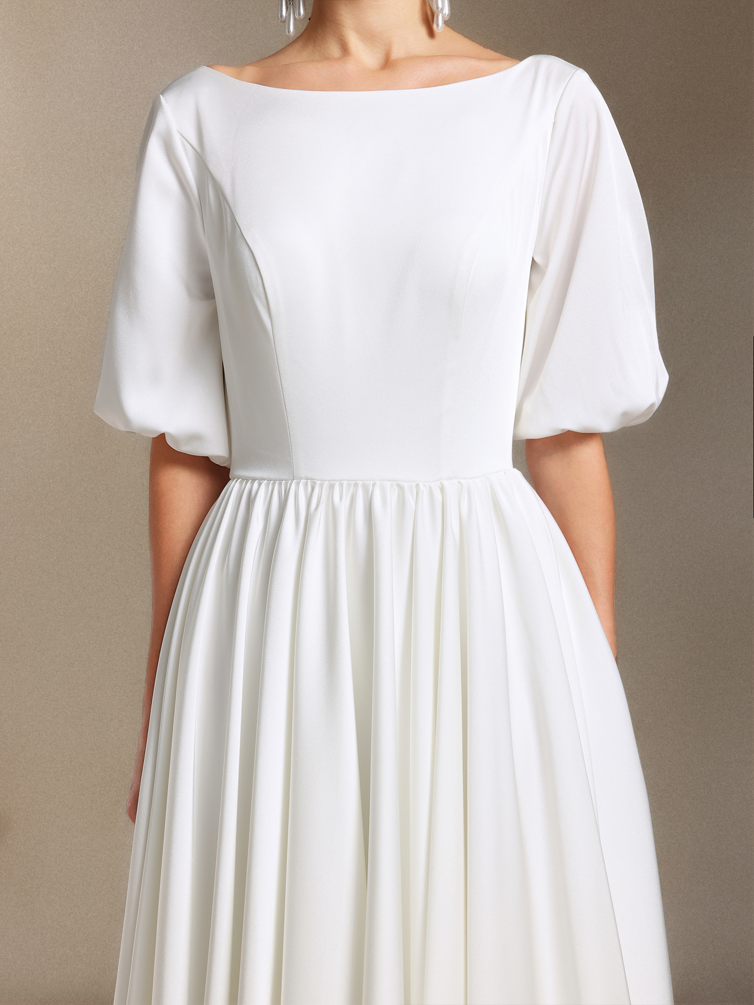 Halli Backless Mid-length sleeves Trailing maxi wedding dress