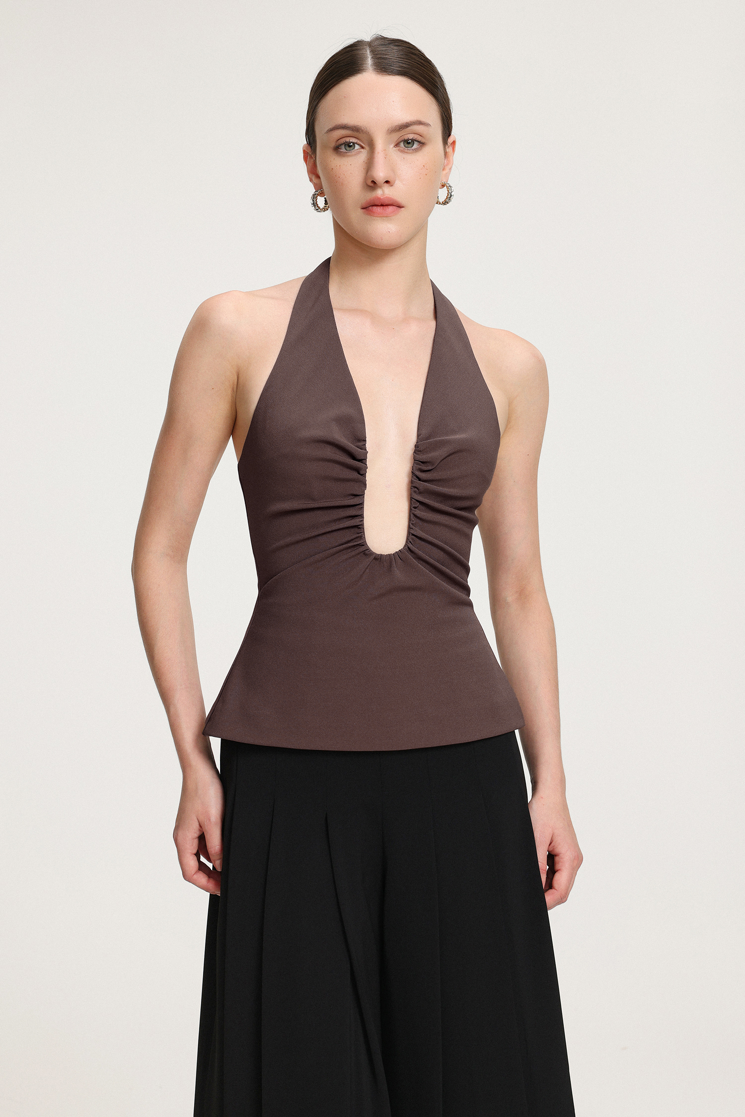 Pleated V-Neck Top