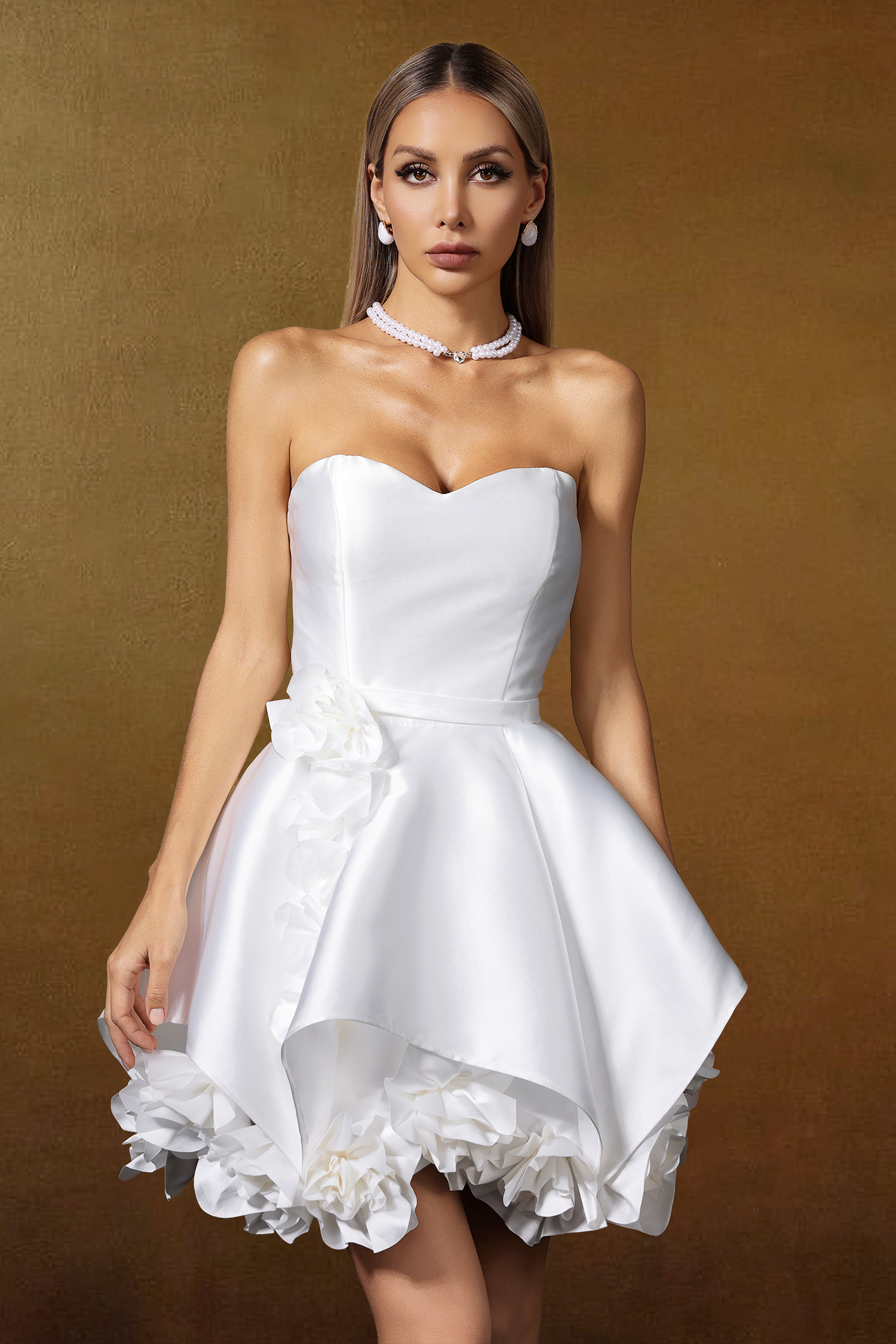 Doma Strapless Floral Mini Dress