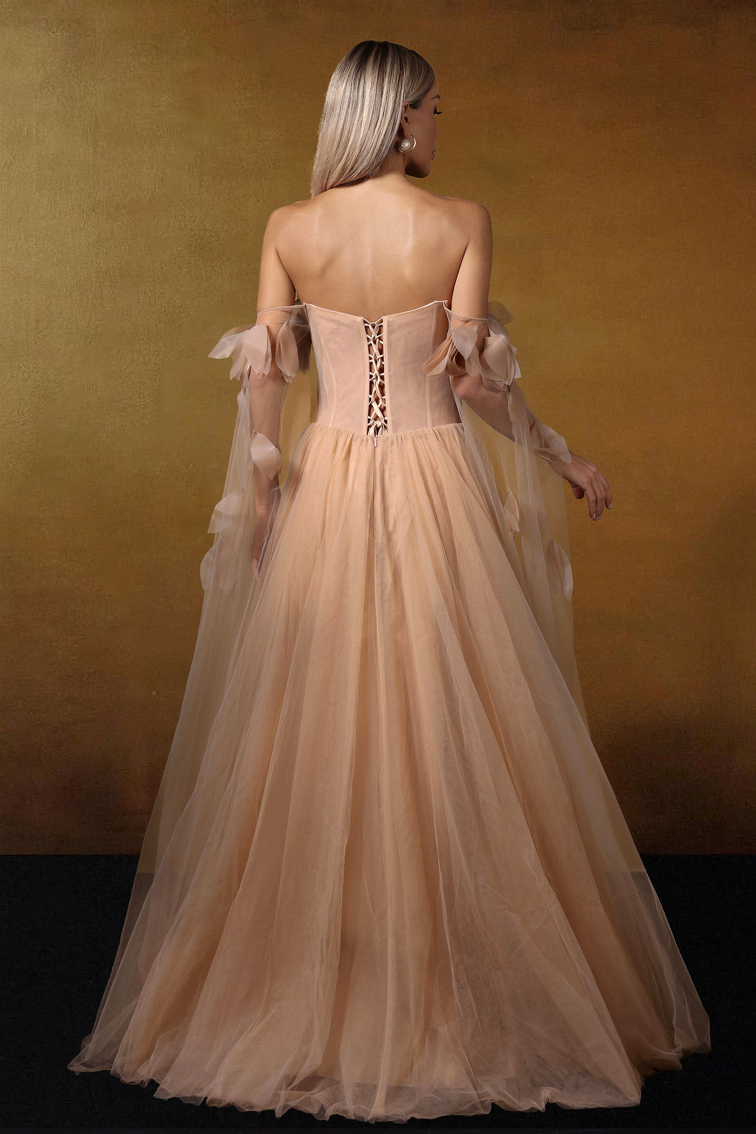 Saliya Off Shoulder Floral Mesh Maxi Dress