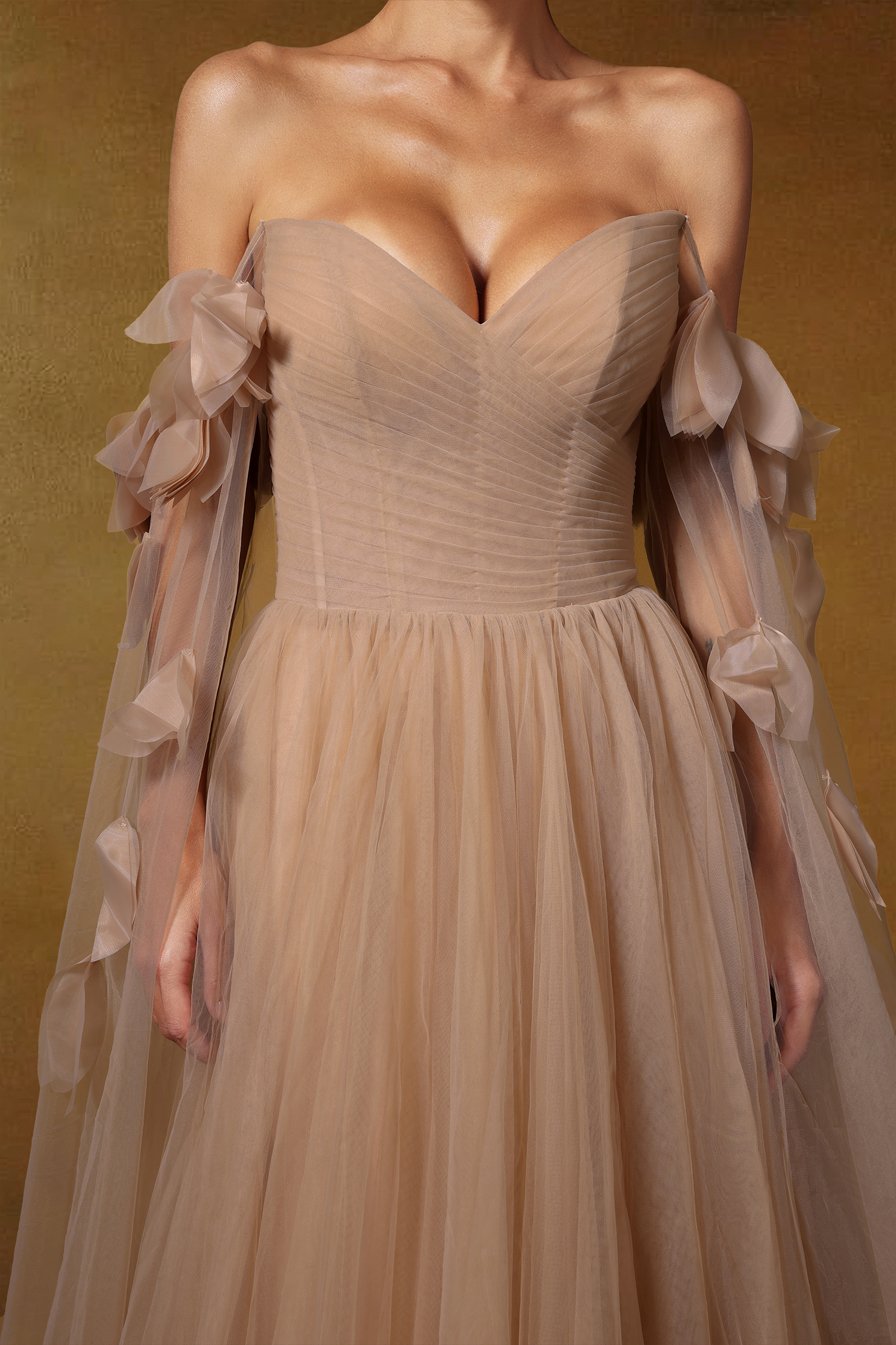 Saliya Off Shoulder Floral Mesh Maxi Dress