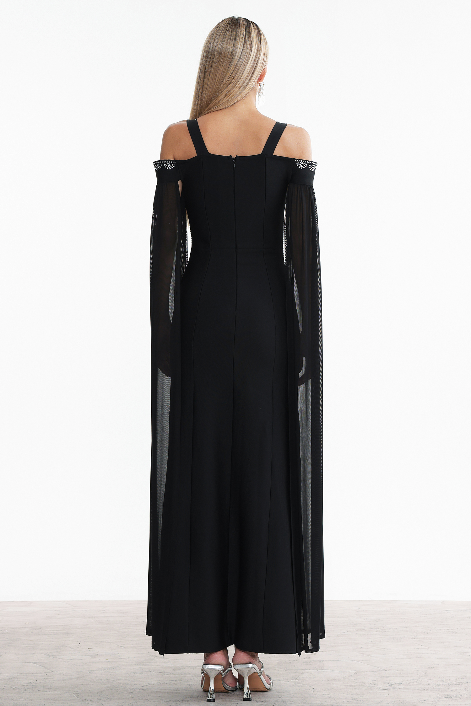 Dizzt Rhinestone Bandage Maxi Dress