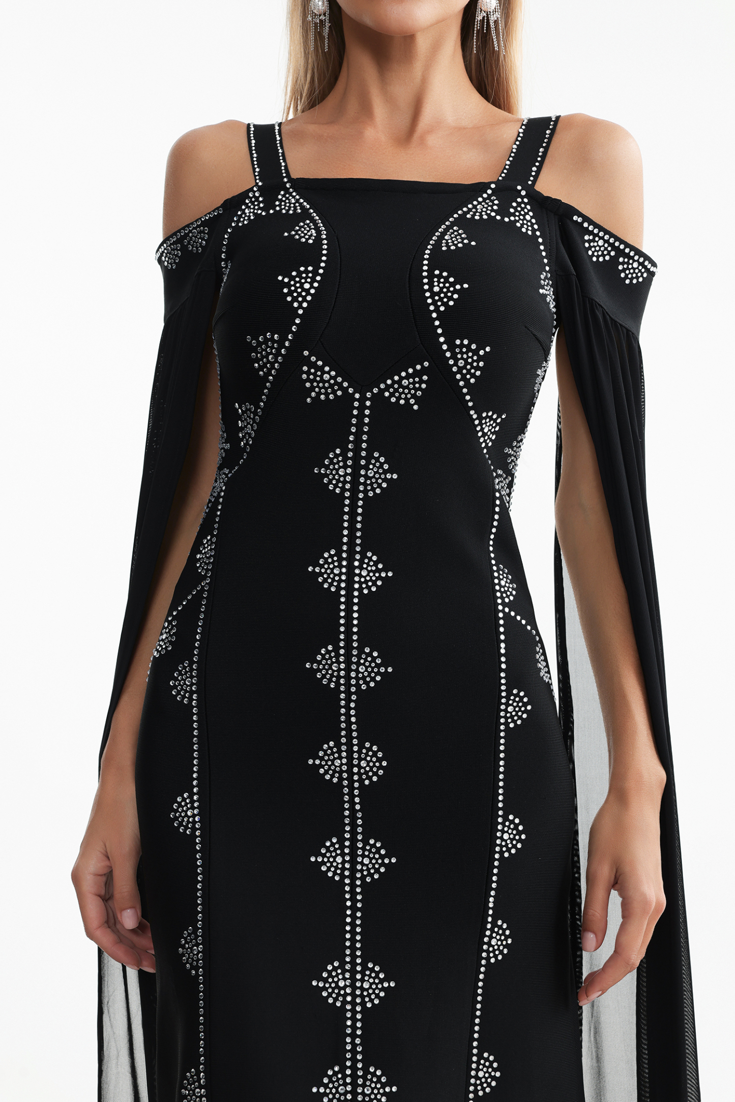 Dizzt Rhinestone Bandage Maxi Dress