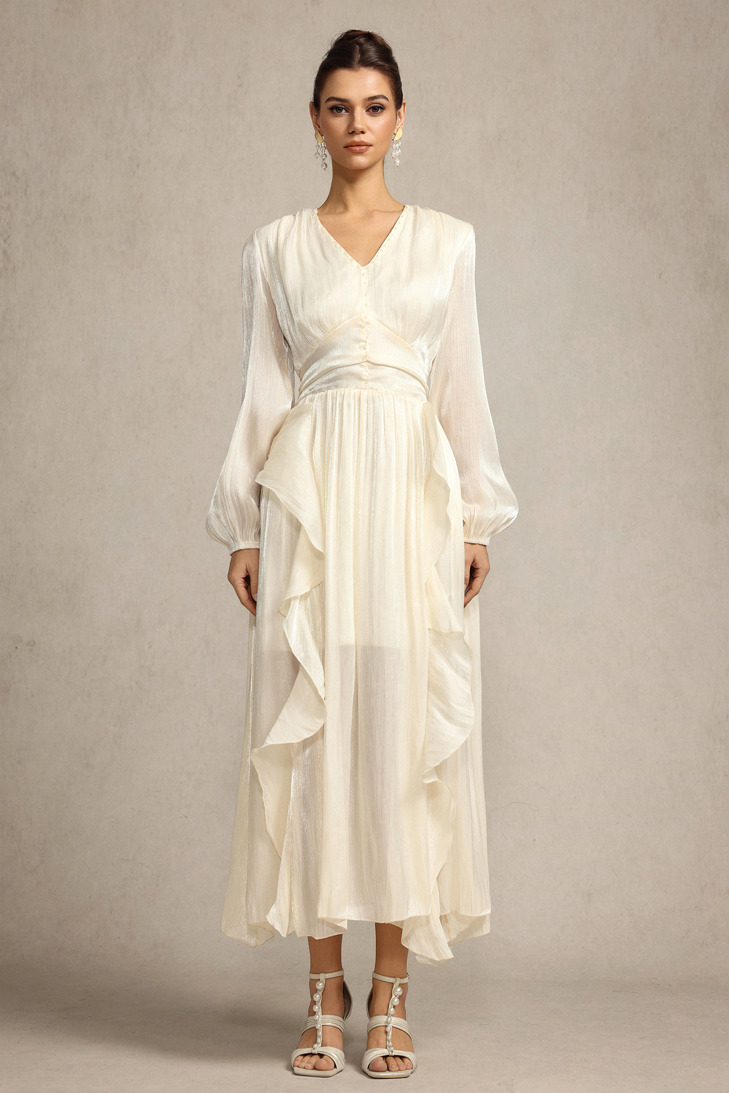 Doma Long Sleeves Folds Maxi Dress