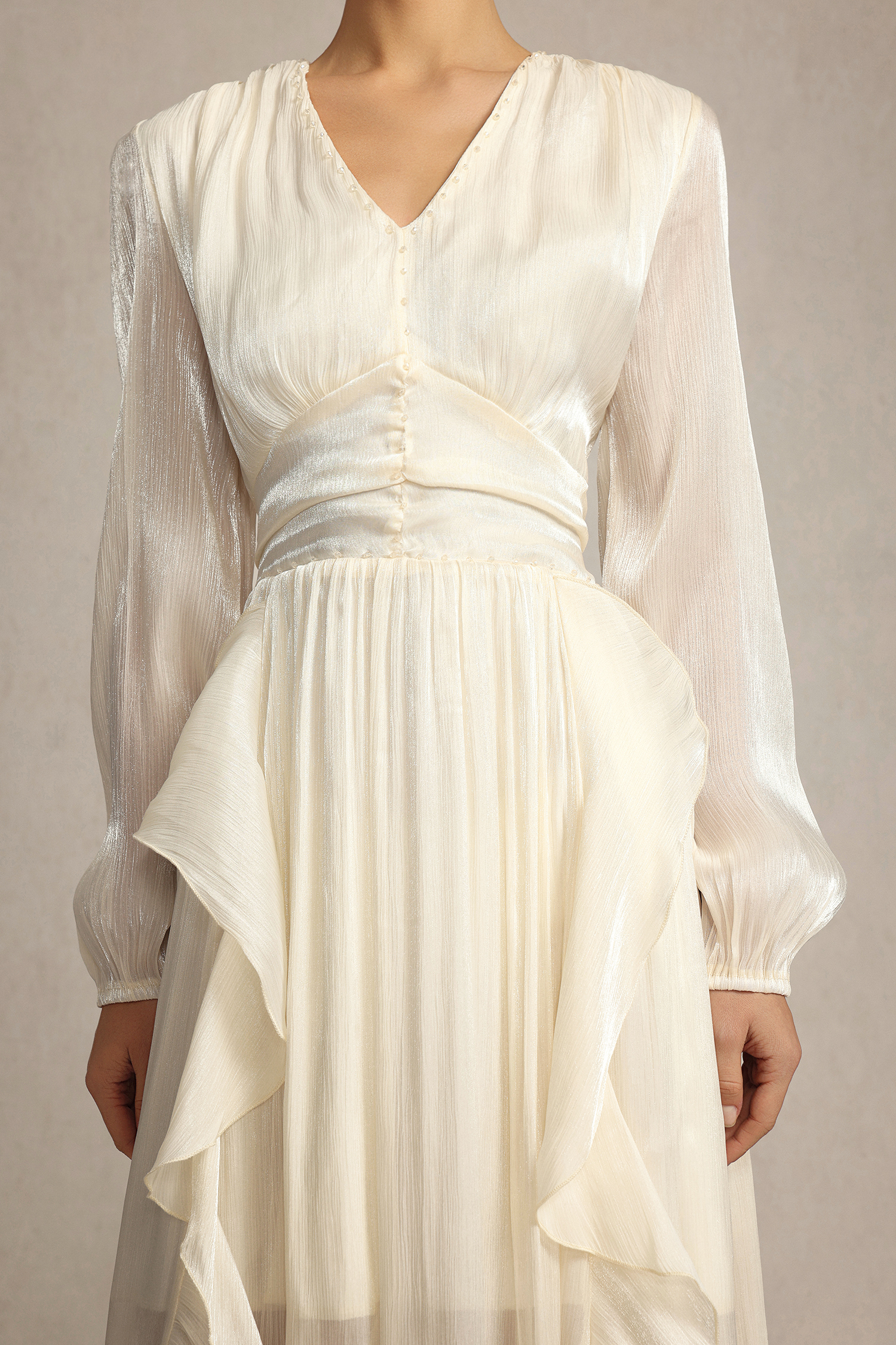 Doma Long Sleeves Folds Maxi Dress