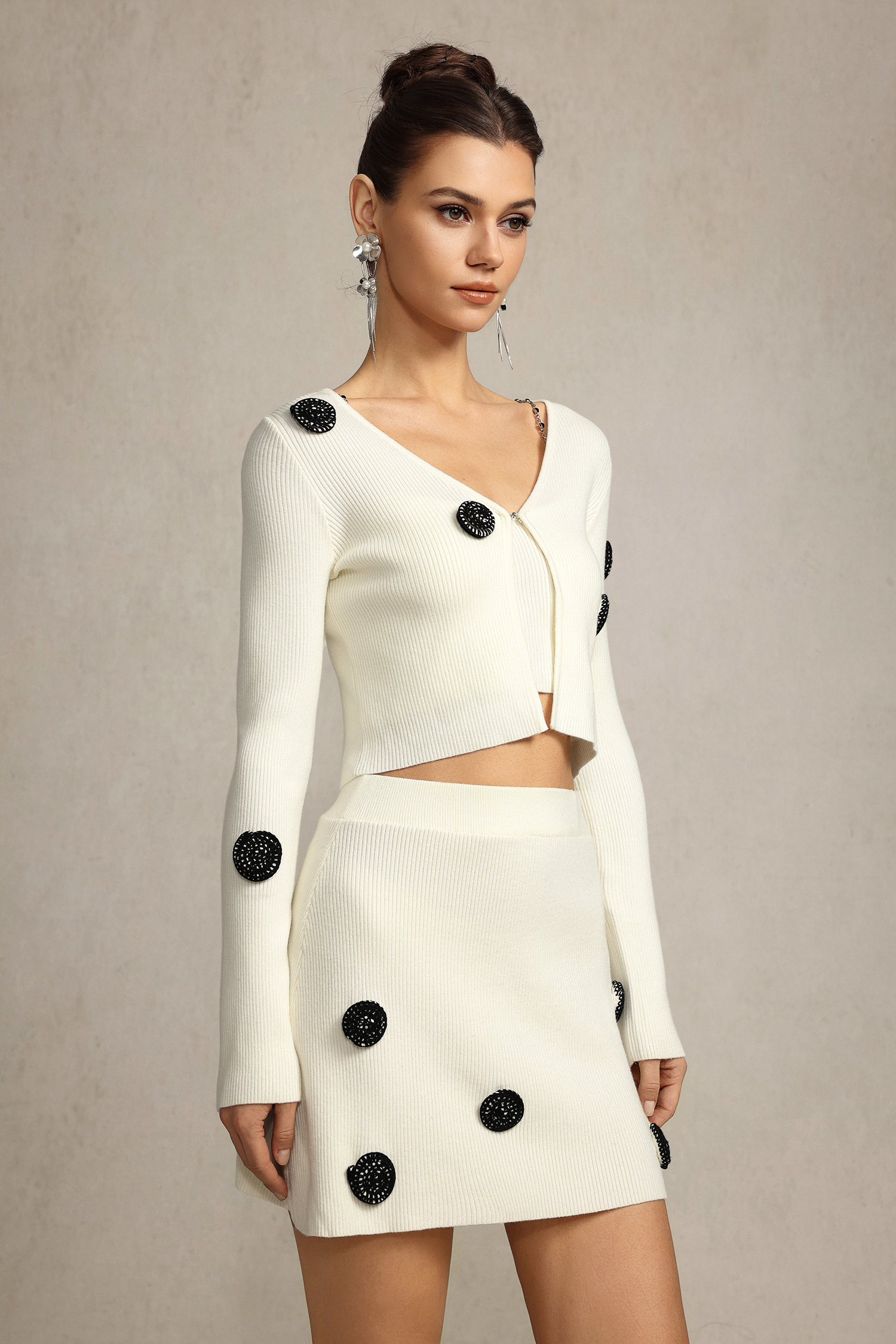 Maisie Halter Long Sleeves Flowers Three-Piece Set