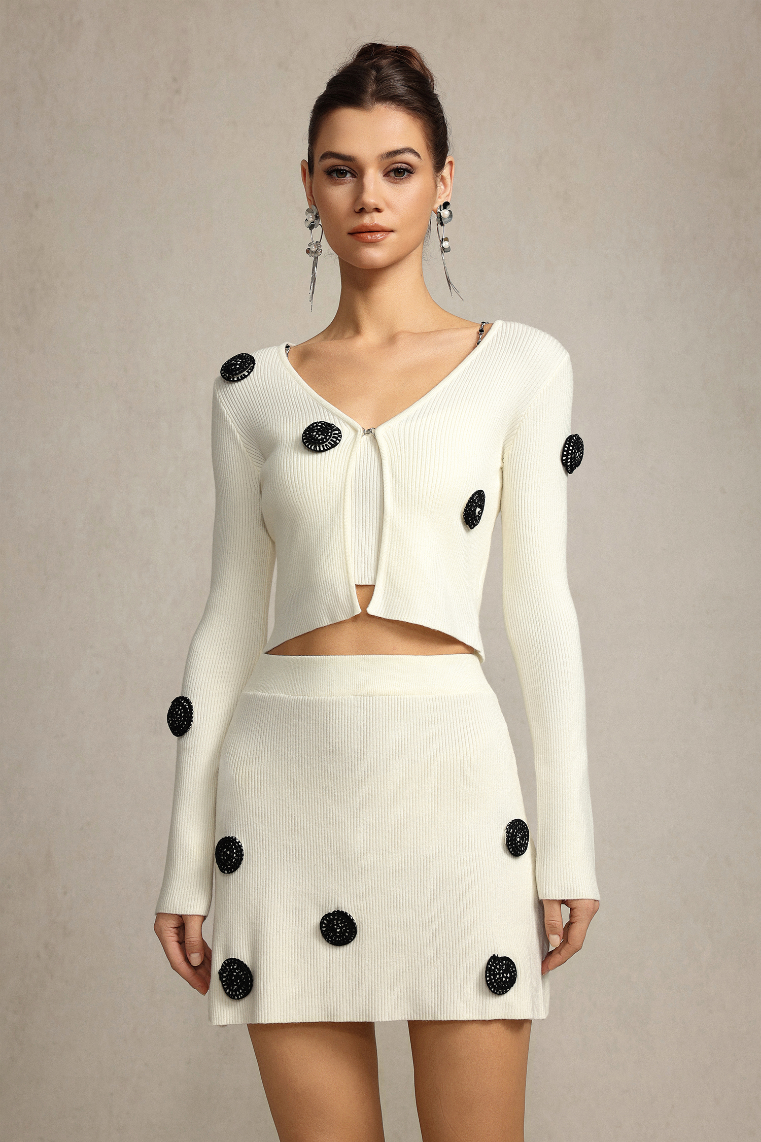 Maisie Halter Long Sleeves Flowers Three-Piece Set
