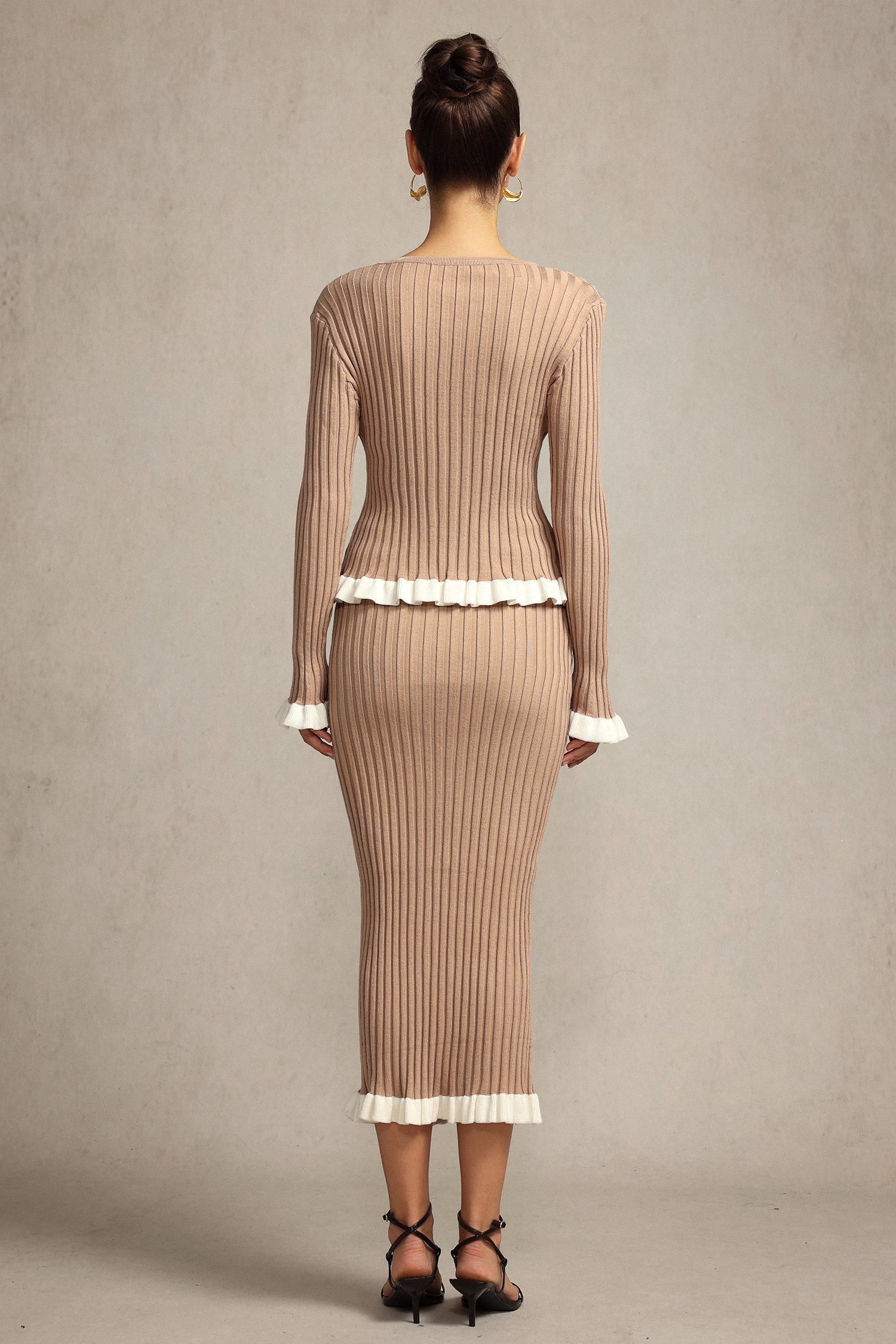 Saliya Long Sleeves Folds Top And Skirt Two-Piece Set