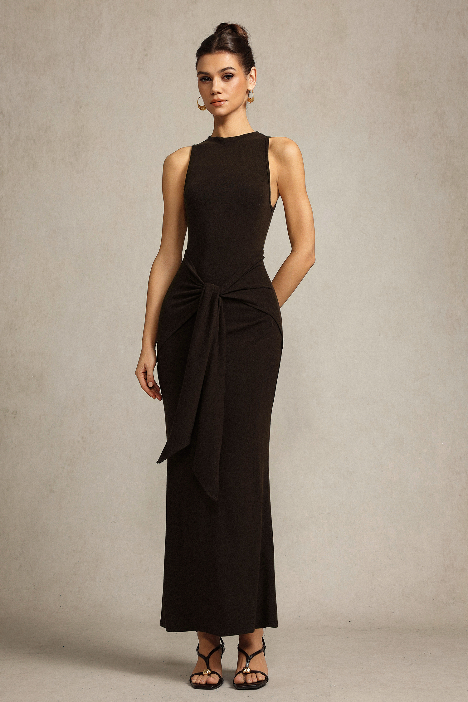 Eleni Sleeveless Folds Maxi Dress