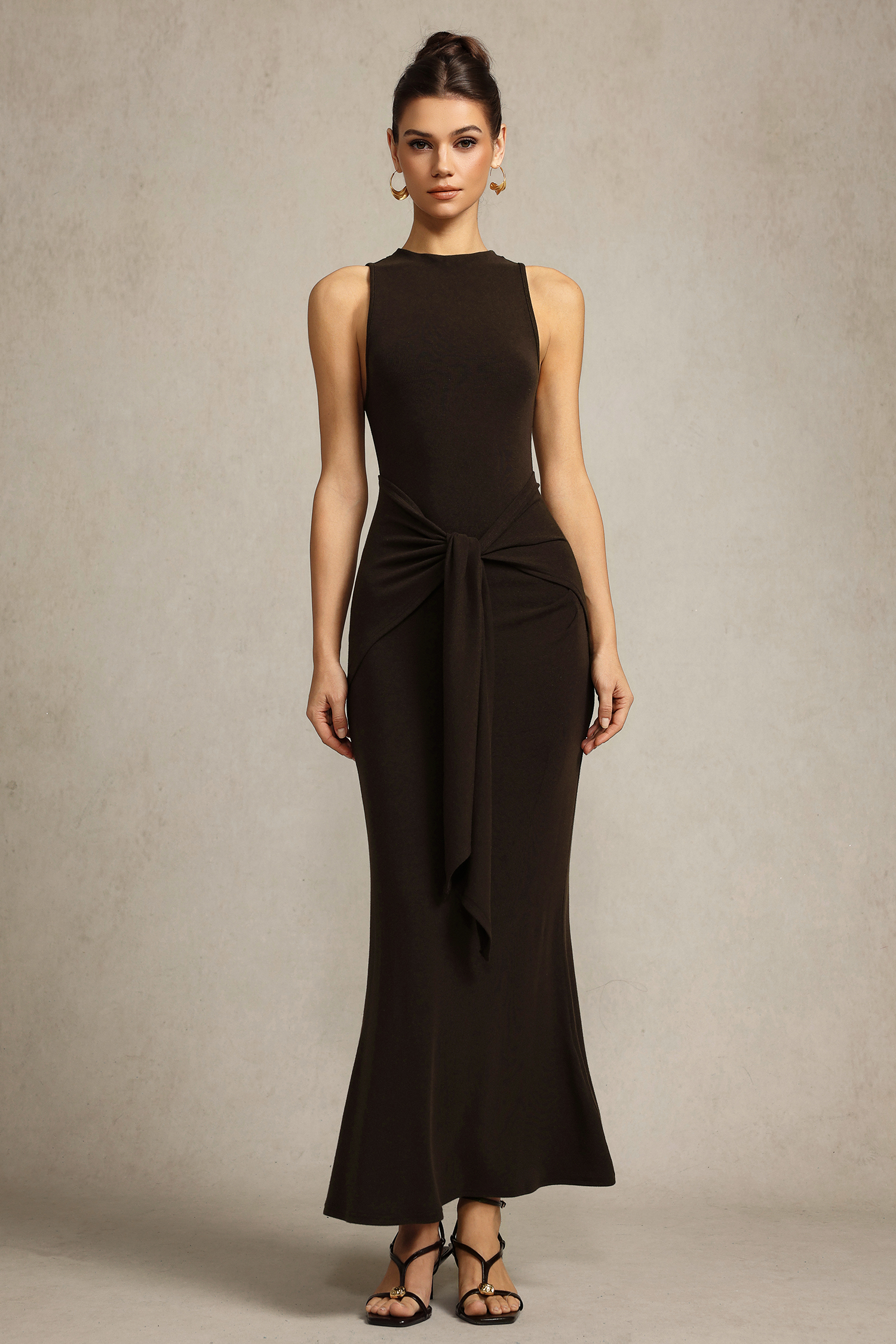 Eleni Sleeveless Folds Maxi Dress