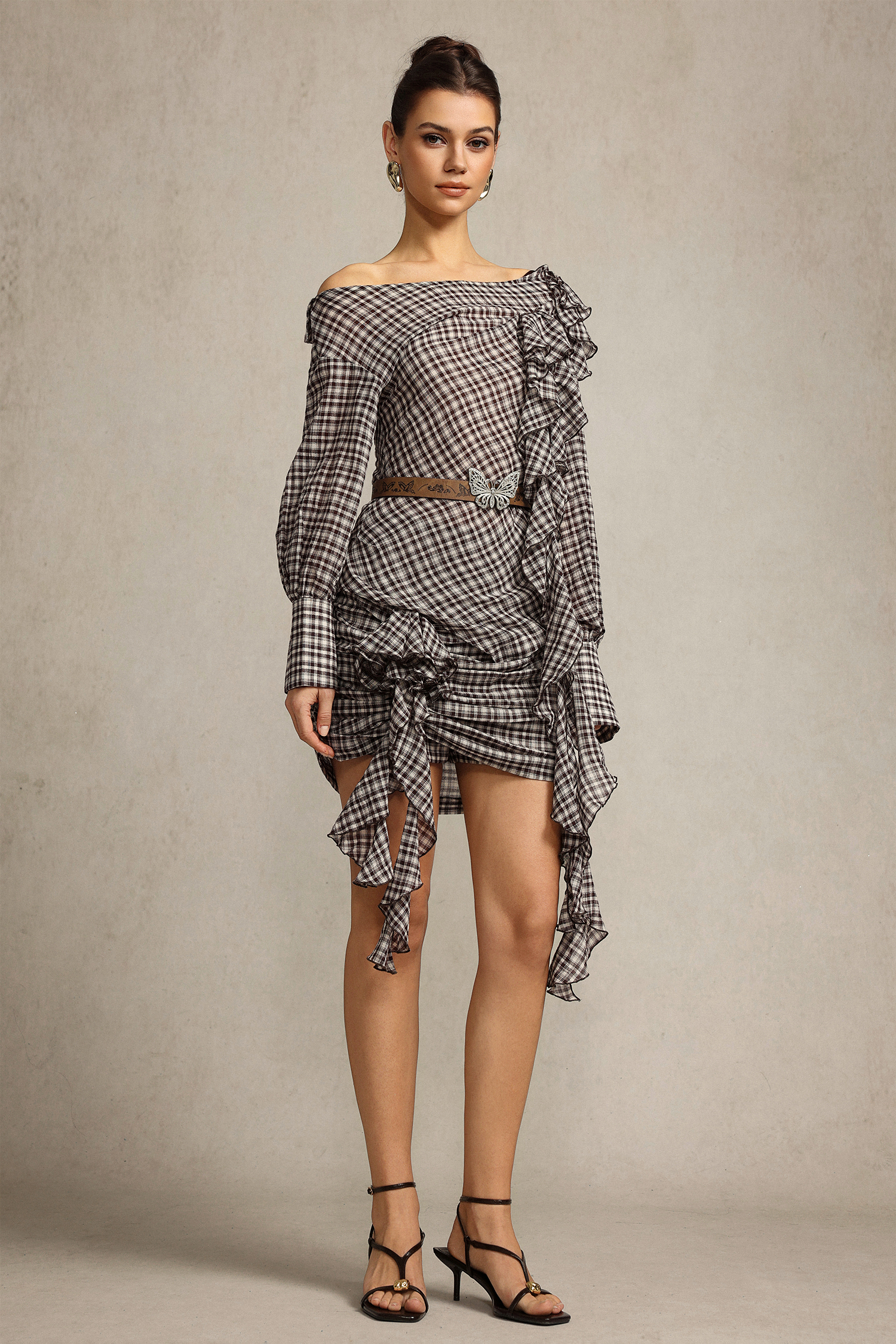 Sissel Long Sleeves Folds Top And Skirt Two-Piece Set