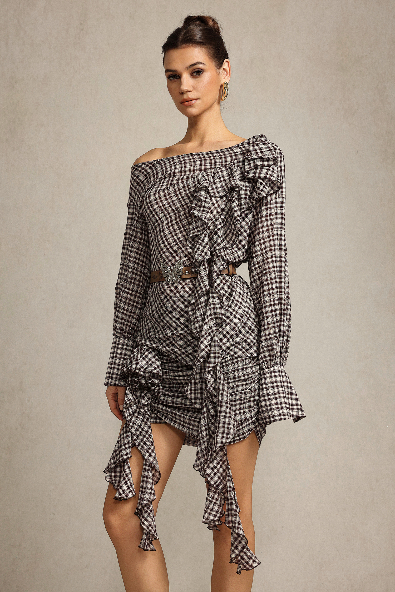 Sissel Long Sleeves Folds Top And Skirt Two-Piece Set
