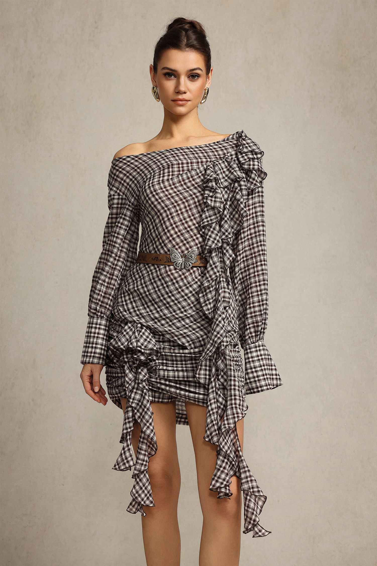 Sissel Long Sleeves Folds Top And Skirt Two-Piece Set