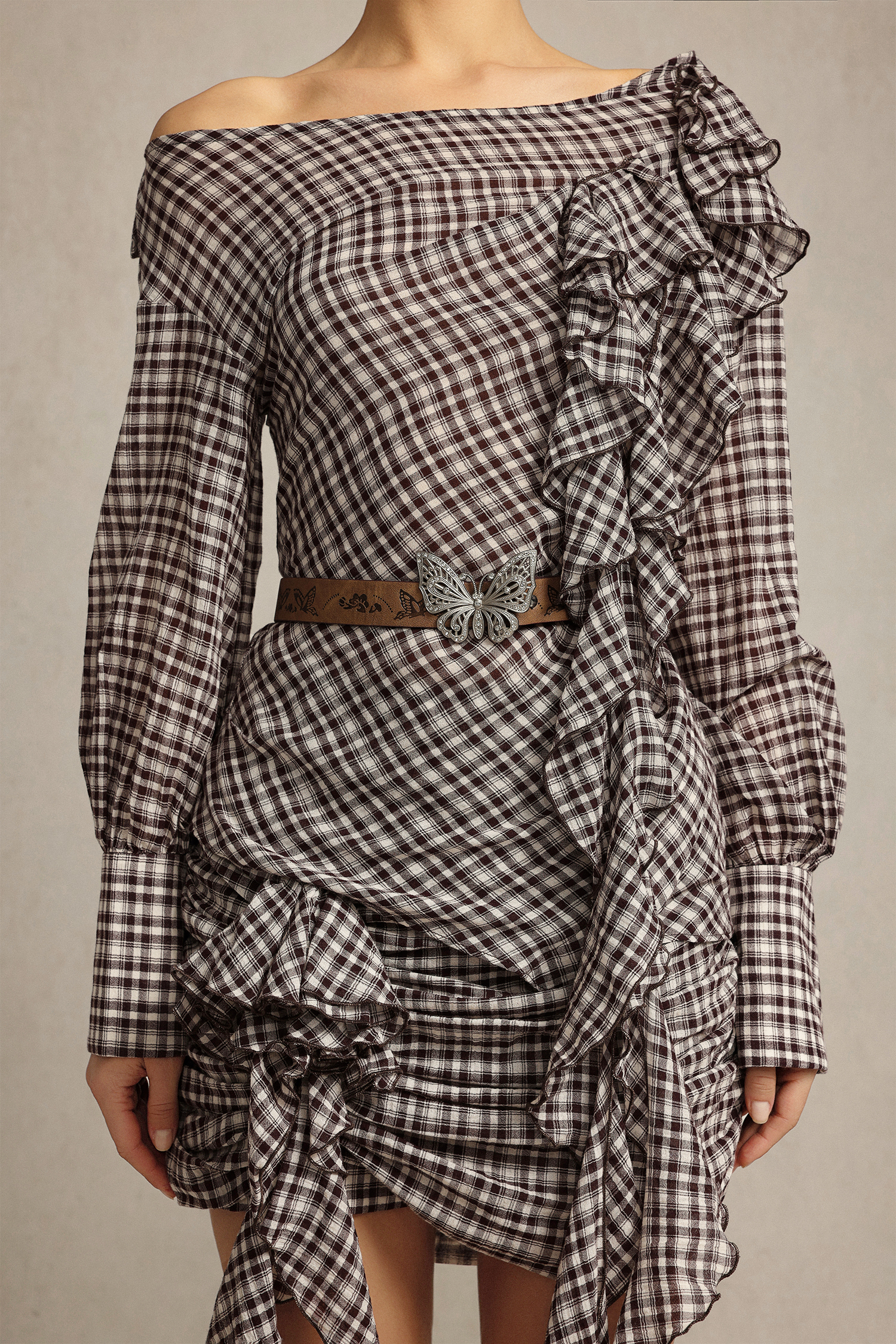 Sissel Long Sleeves Folds Top And Skirt Two-Piece Set