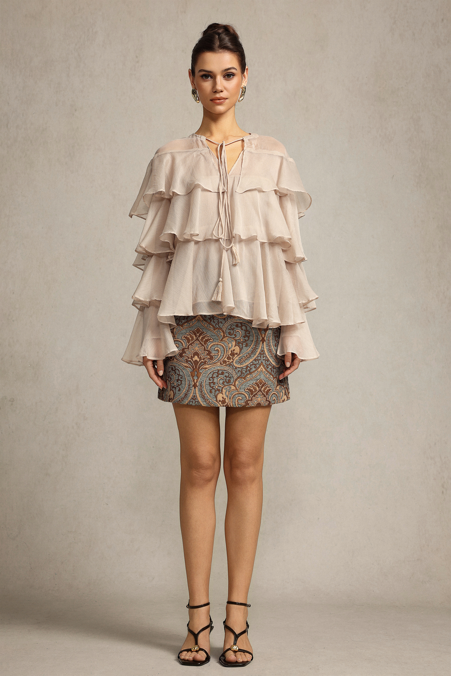 Wanda Long Sleeves Folds Top