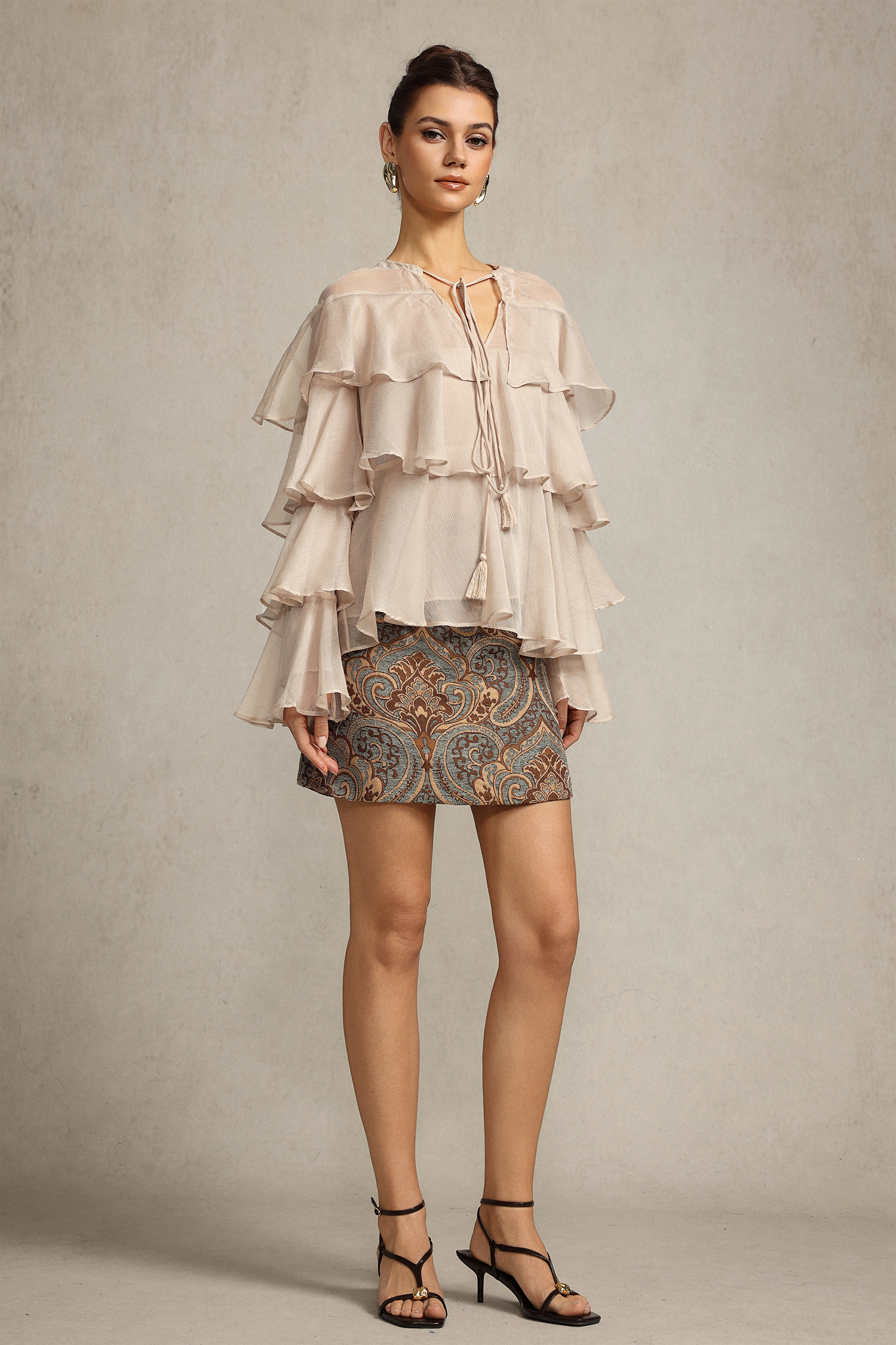 Wanda Long Sleeves Folds Top