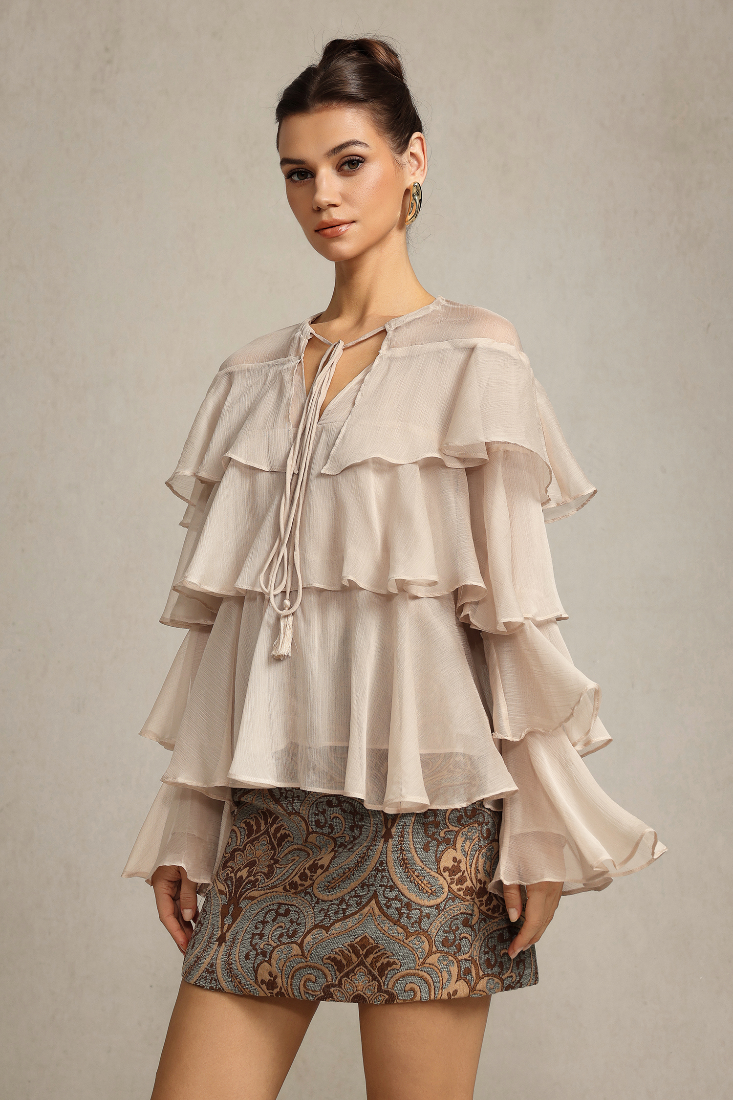 Wanda Long Sleeves Folds Top