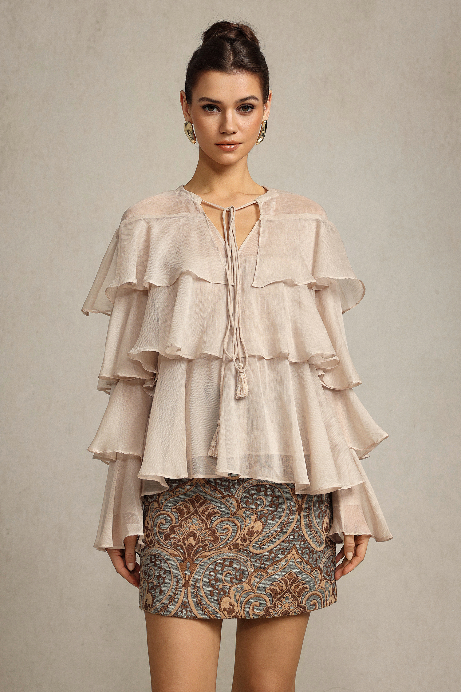 Wanda Long Sleeves Folds Top