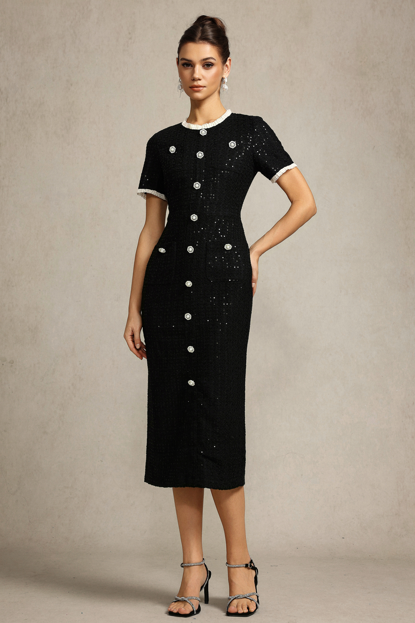 Haka Round Neck Short Sleeves Maxi Dress