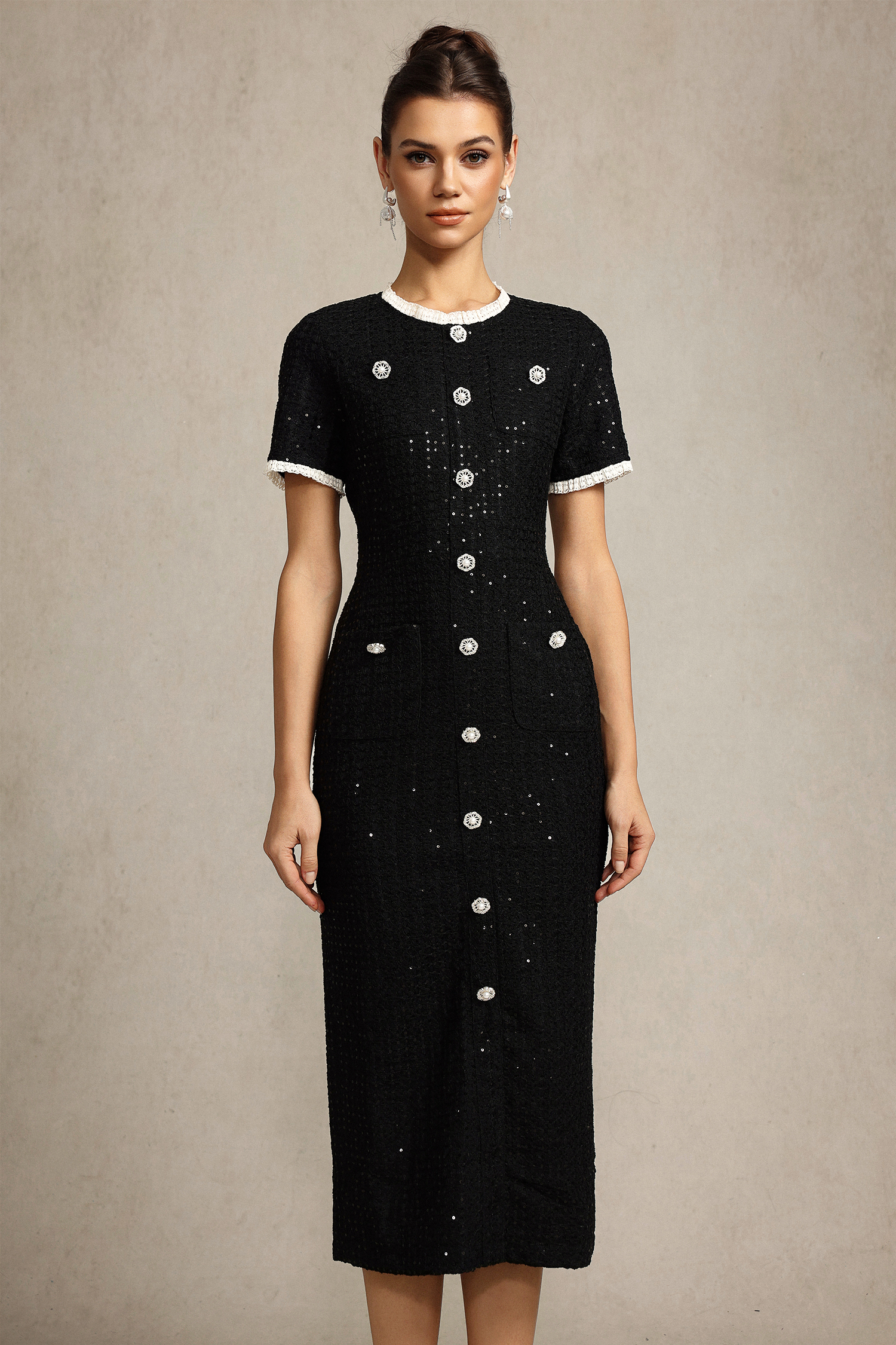 Haka Round Neck Short Sleeves Maxi Dress