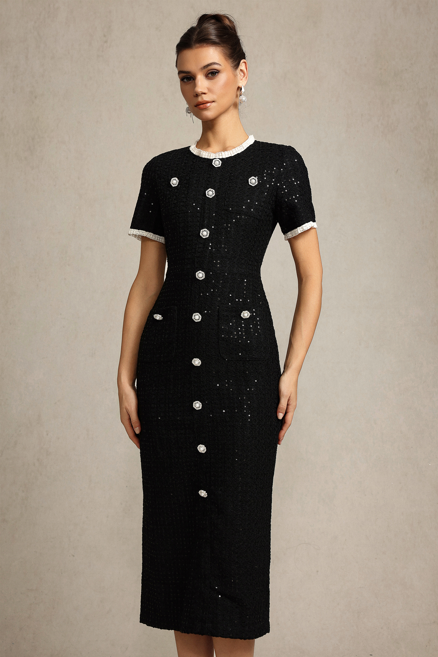 Haka Round Neck Short Sleeves Maxi Dress